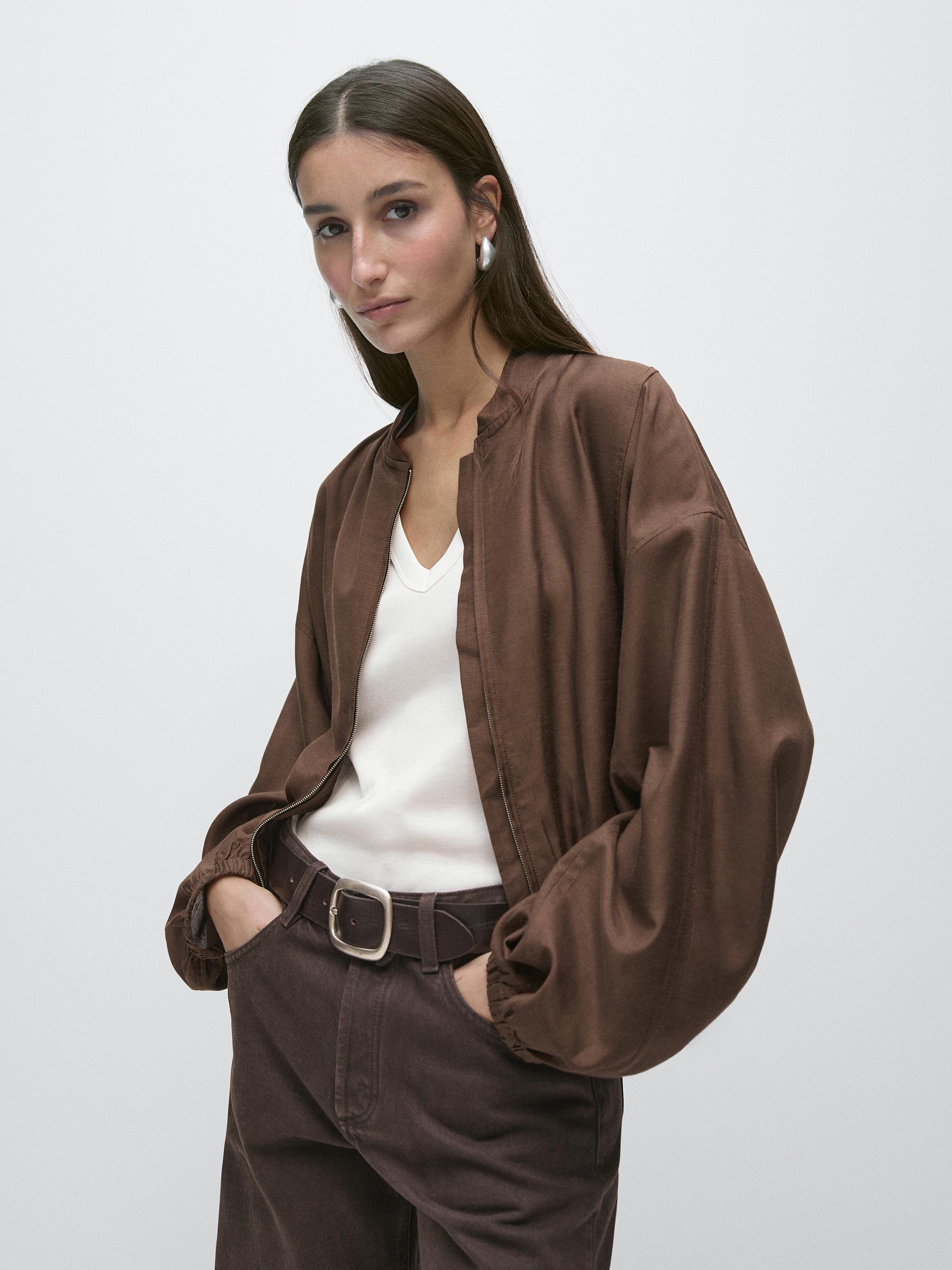 Flowing bomber jacket — BROWN