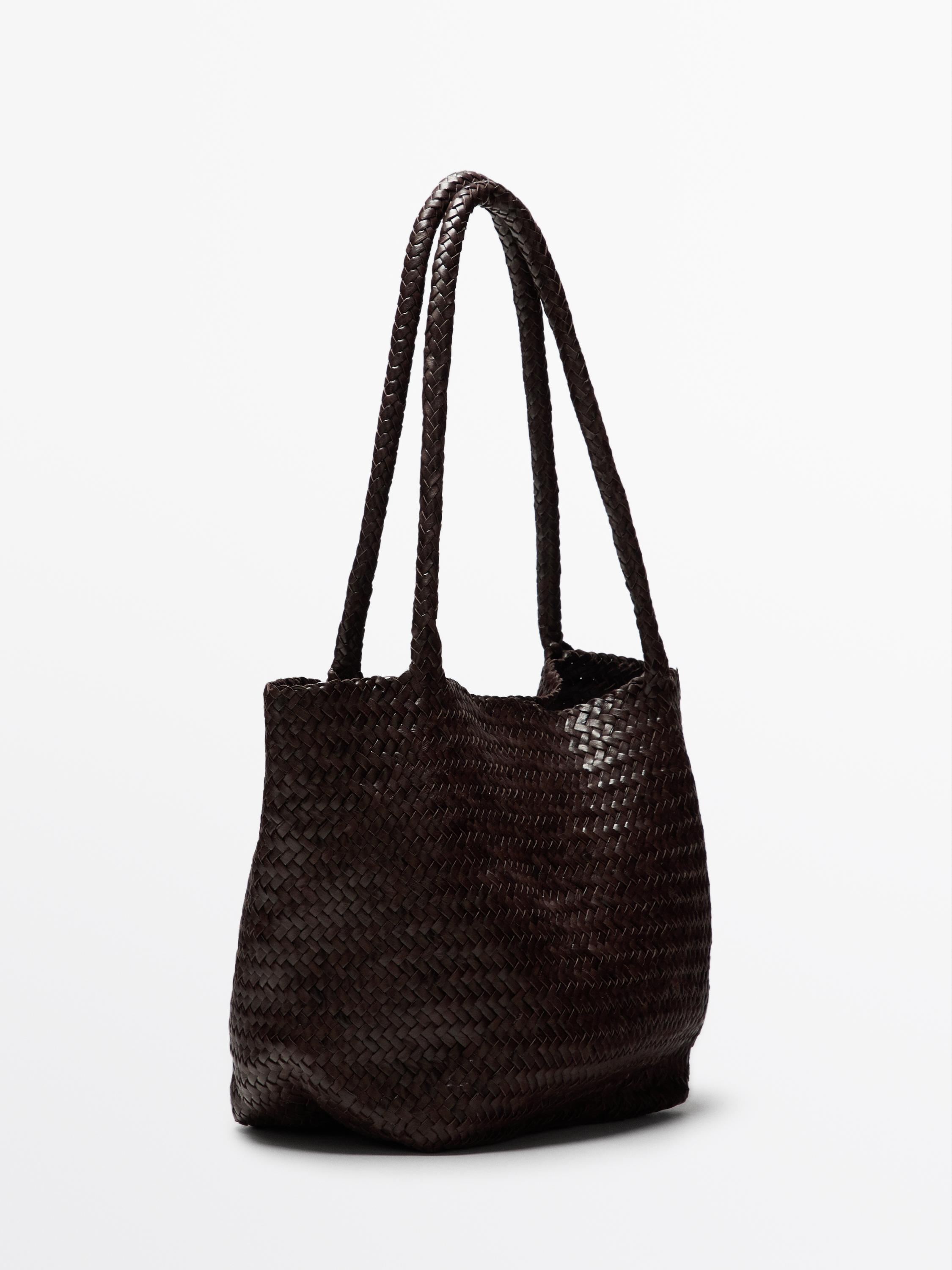Large braided nappa tote bag