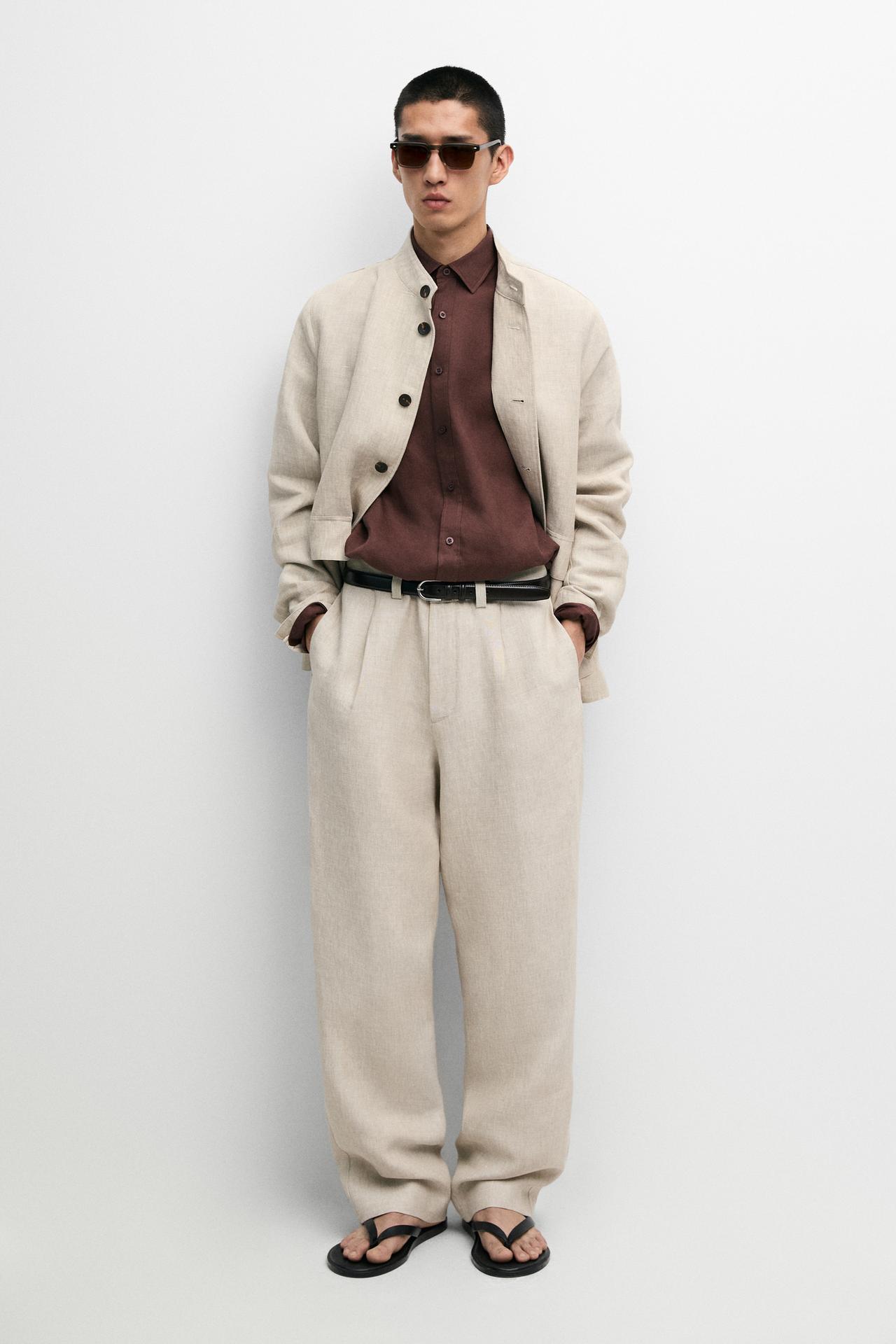 100% linen total look pants — BEIGE