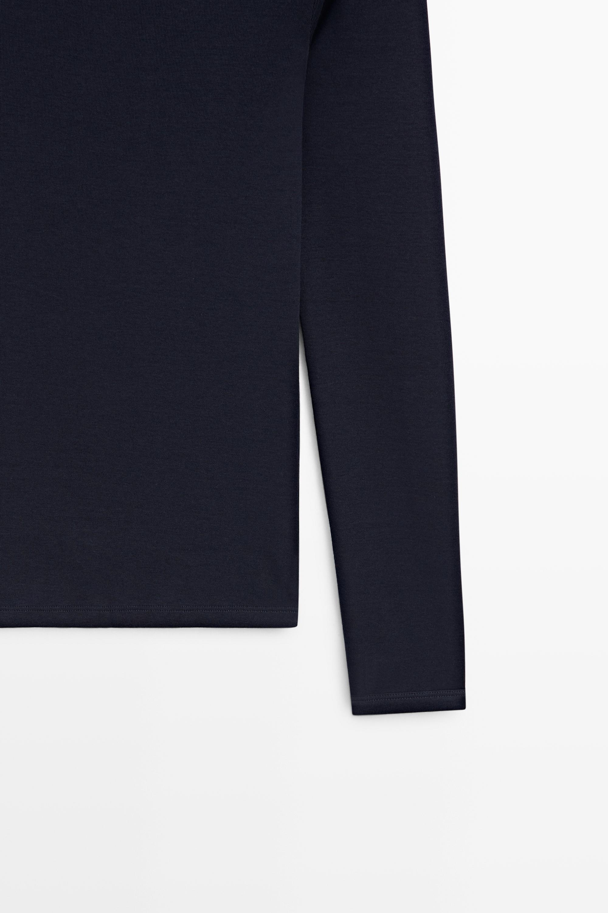 Long Sleeve Boat Neck T-shirt — NAVY BLUE