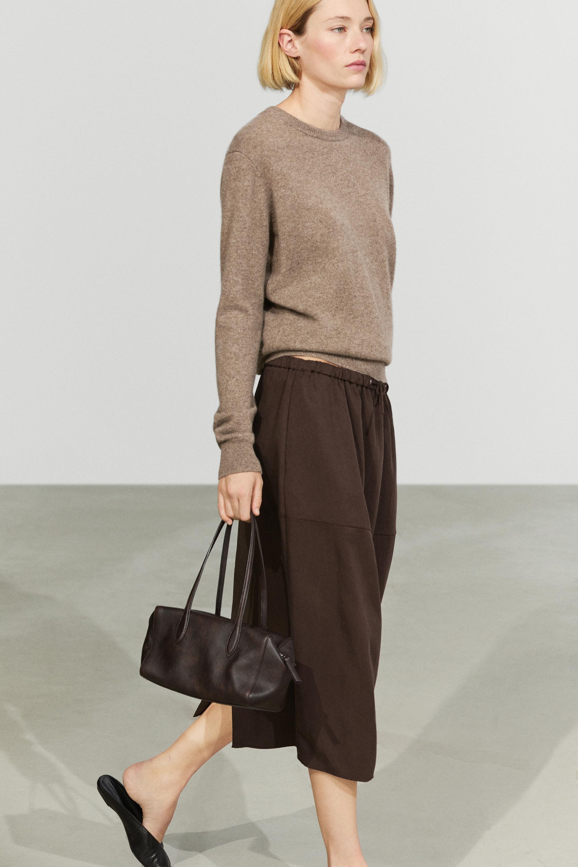 100% cashmere long sleeve sweater — MOLE BROWN