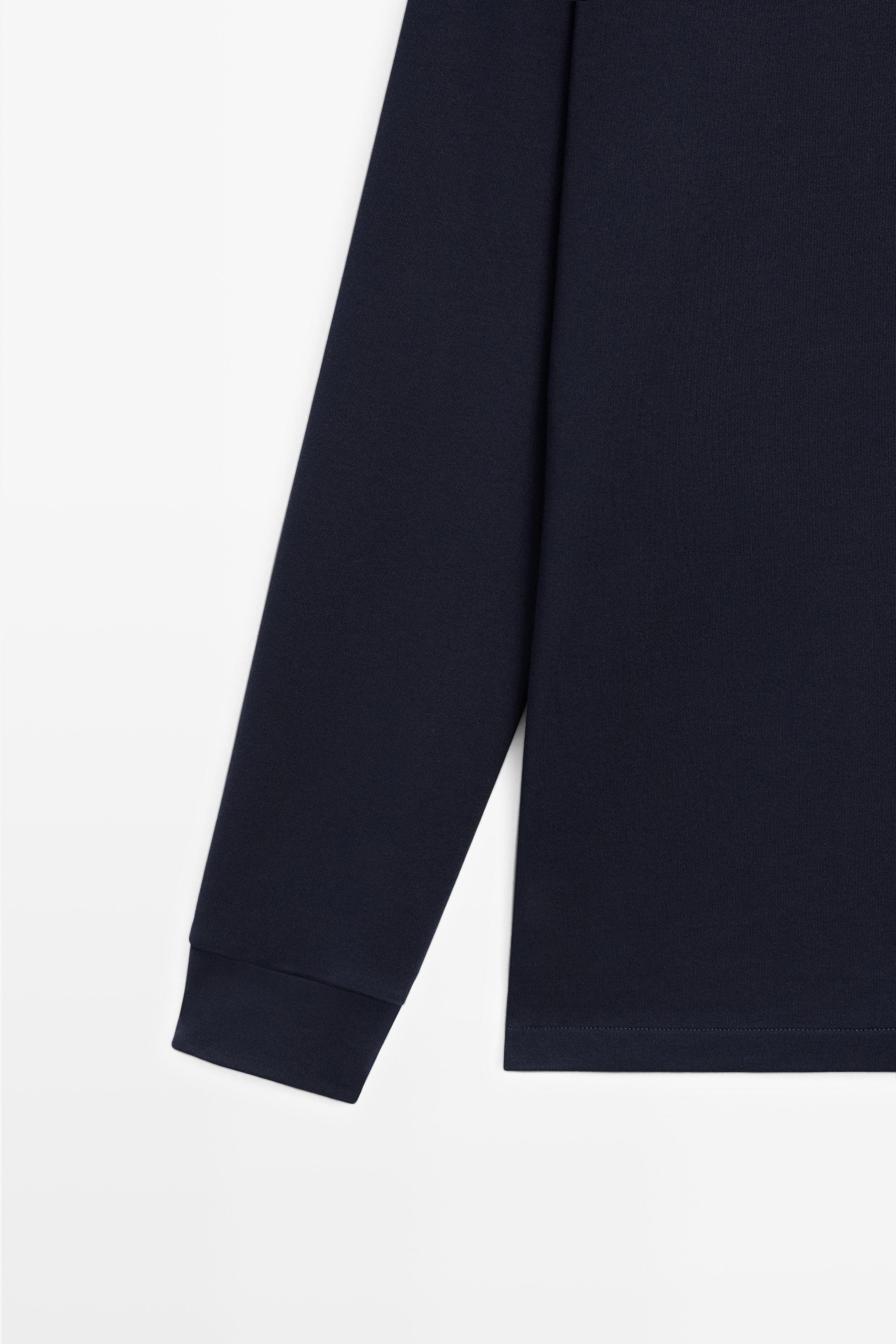 100% cotton long sleeve polo shirt — INK BLUE