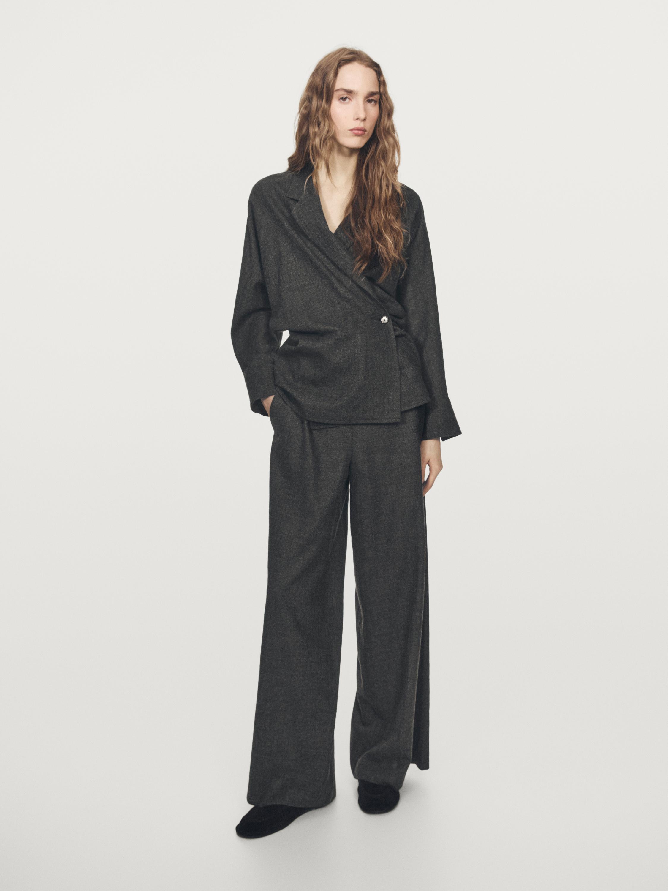 Textured 100% wool overshirt