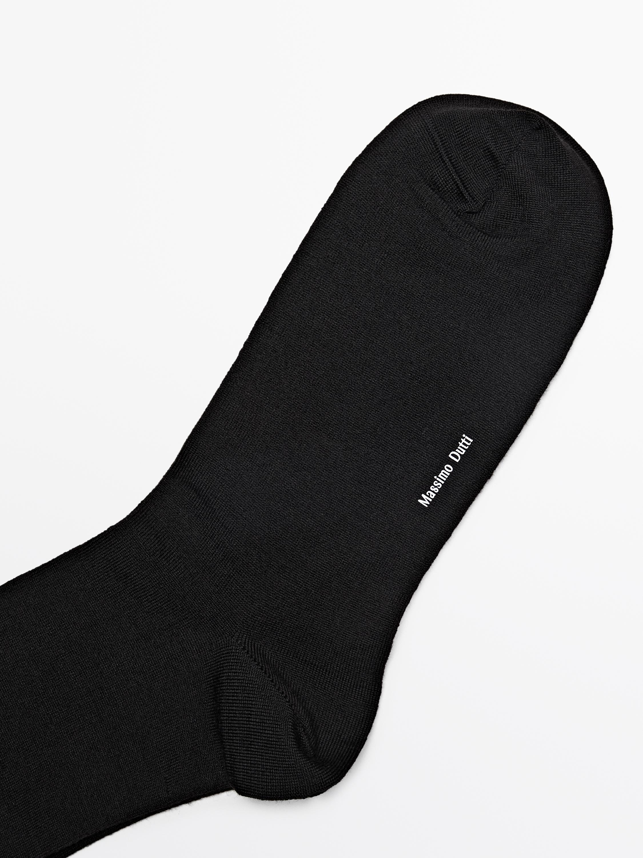 Plain wool blend knit socks