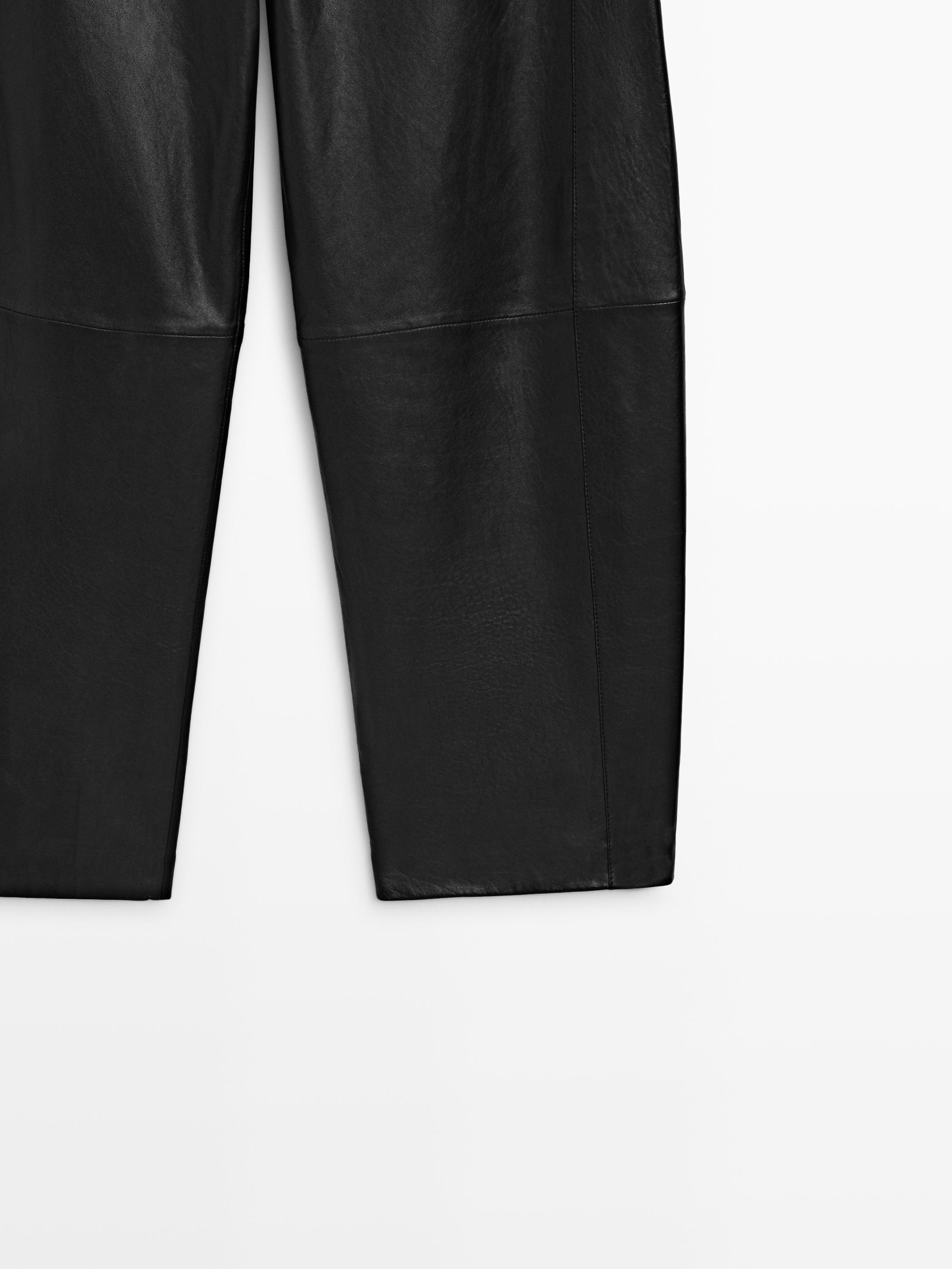Balloon fit nappa leather trousers — BLACK