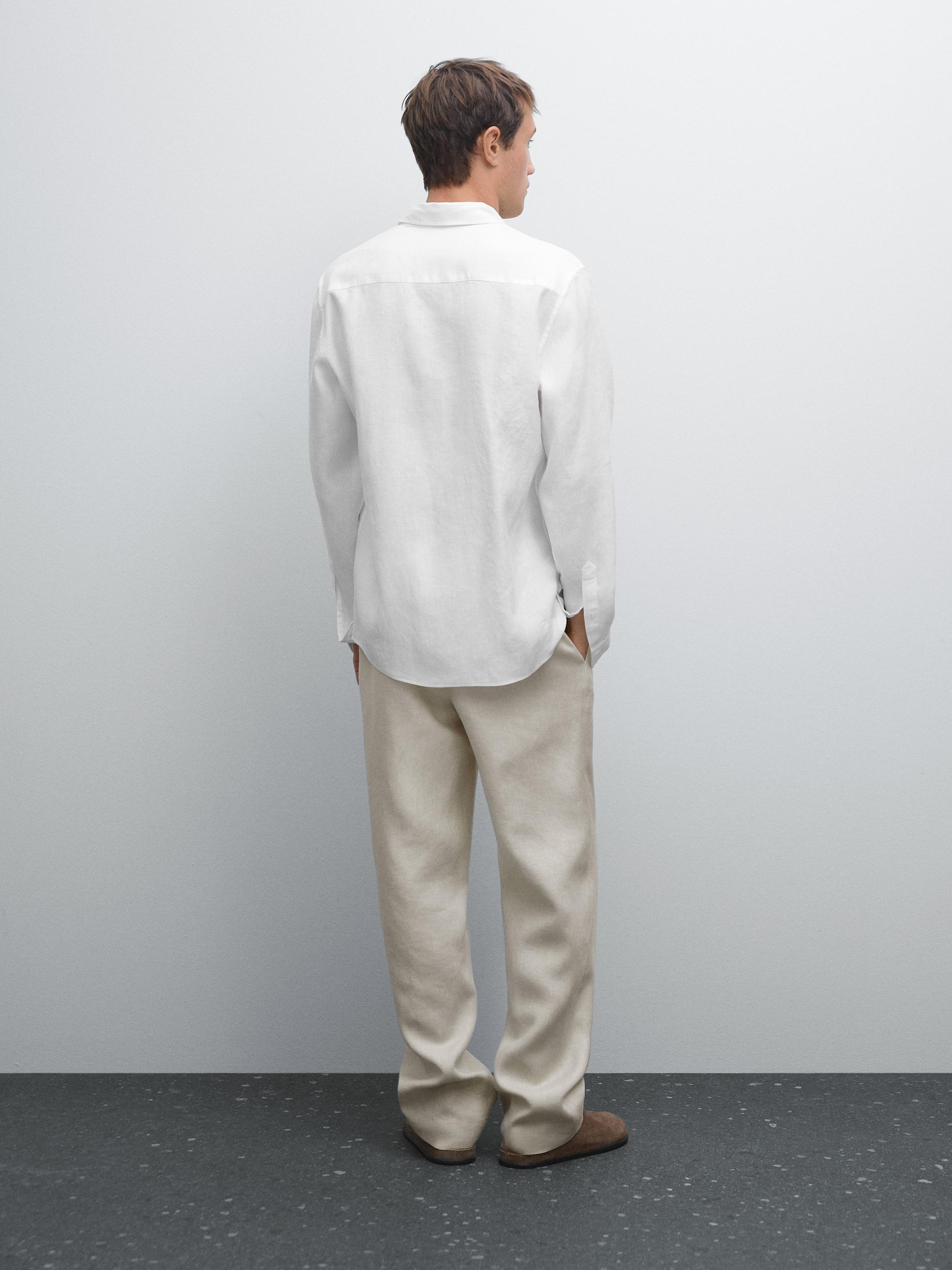 Slim fit linen blend shirt