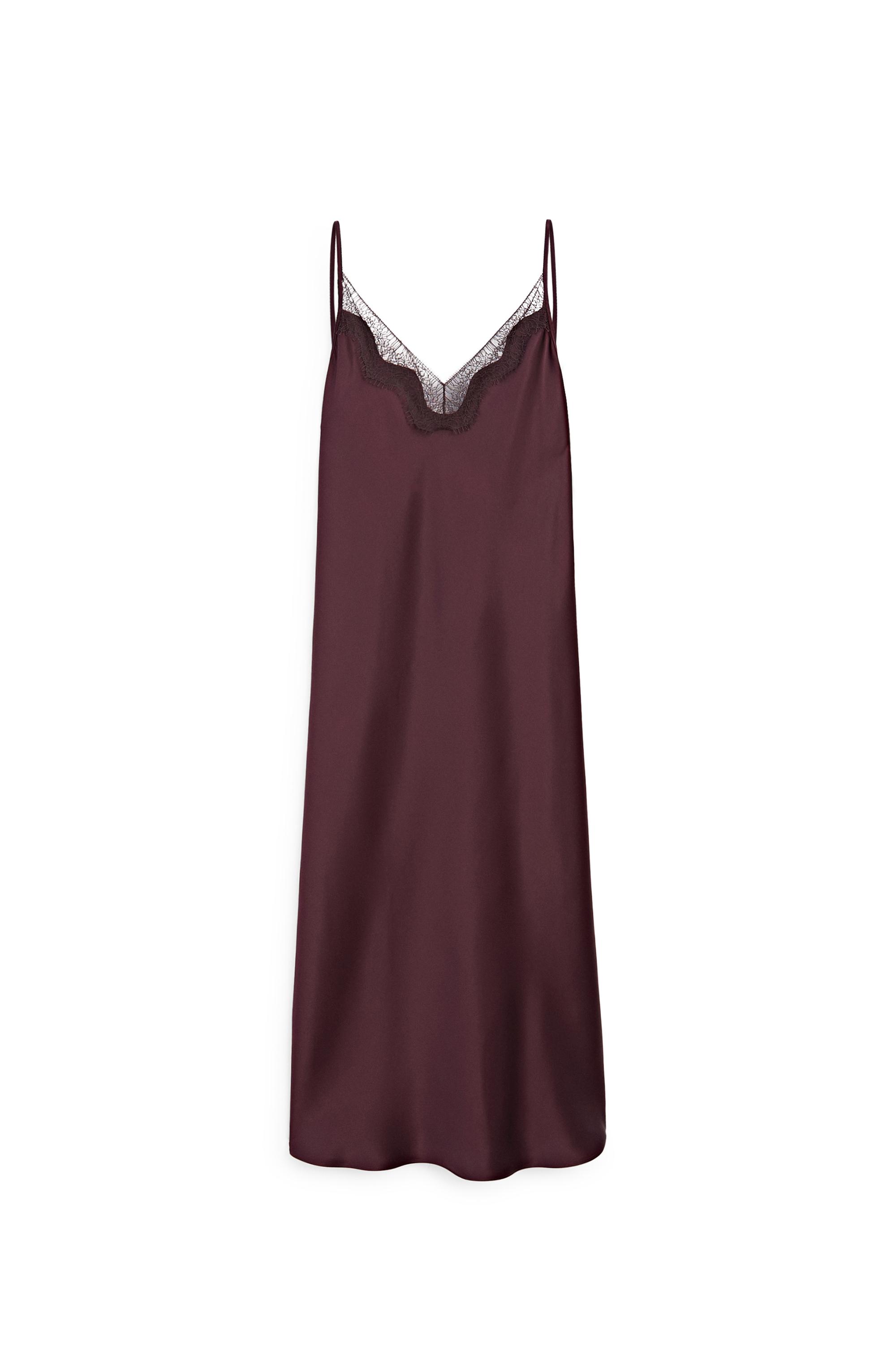 Flowing midi slip dress — BURGUNDY