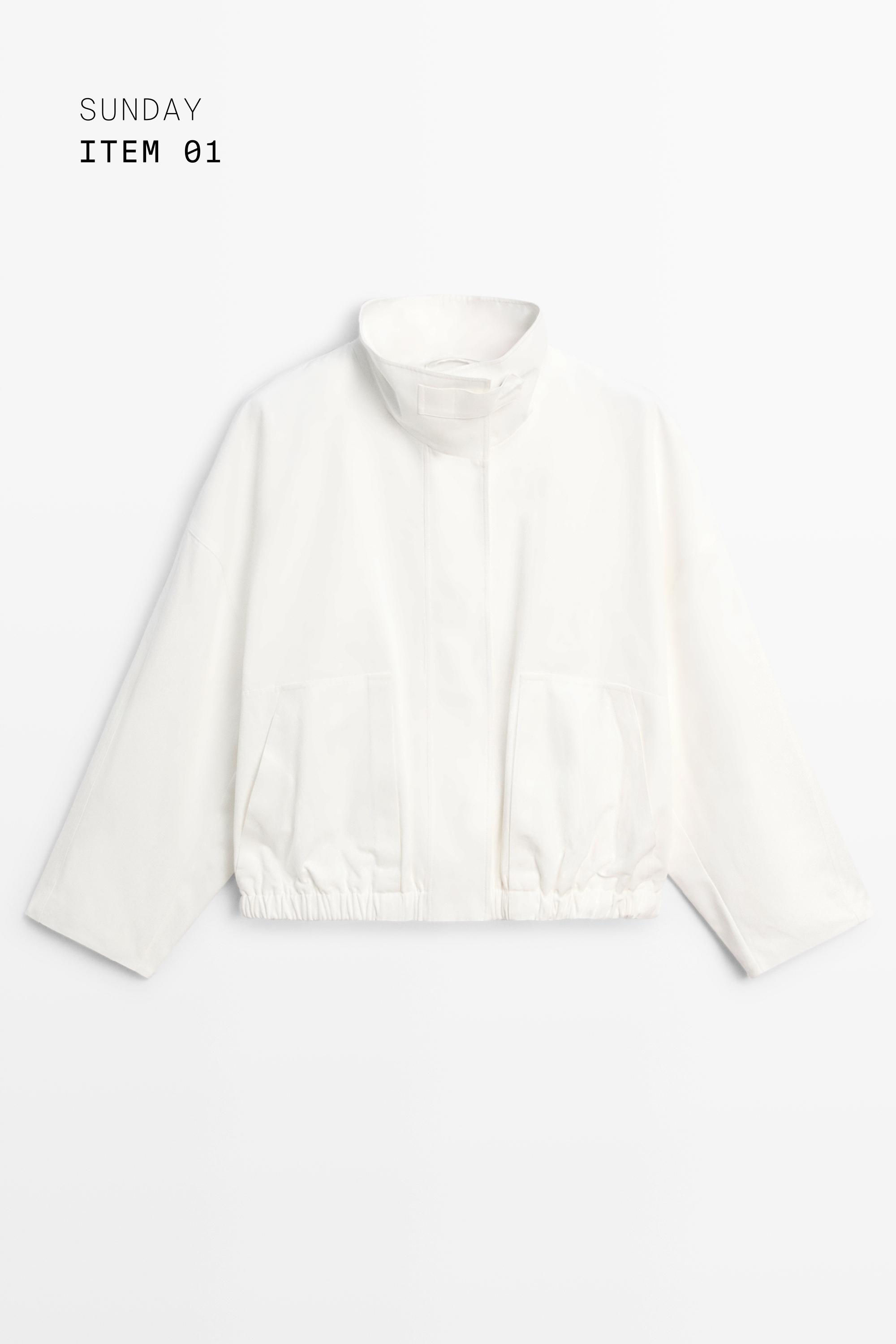 100% Cotton Bomber Jacket — WHITE