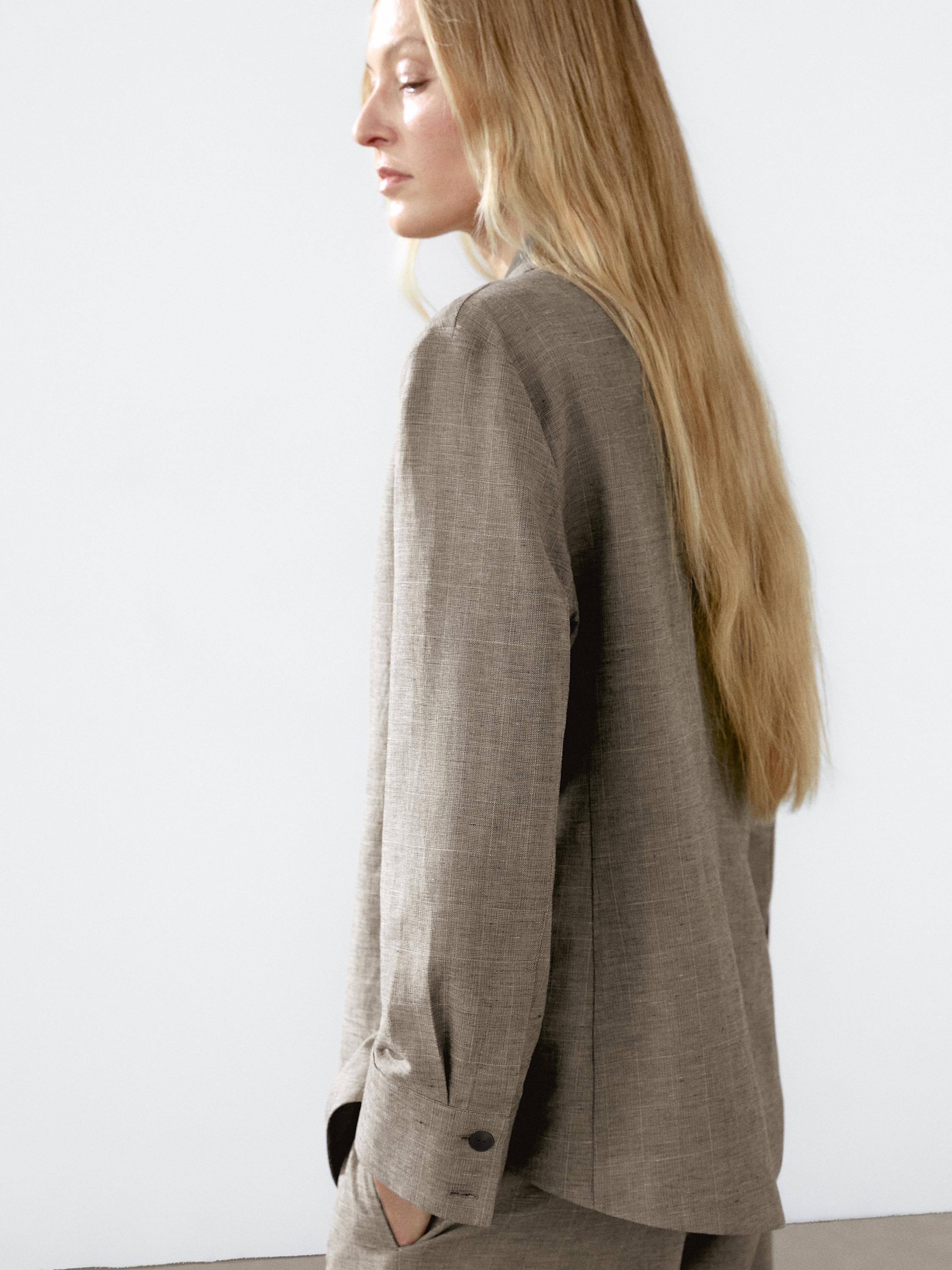 Lightweight check cotton blend blazer