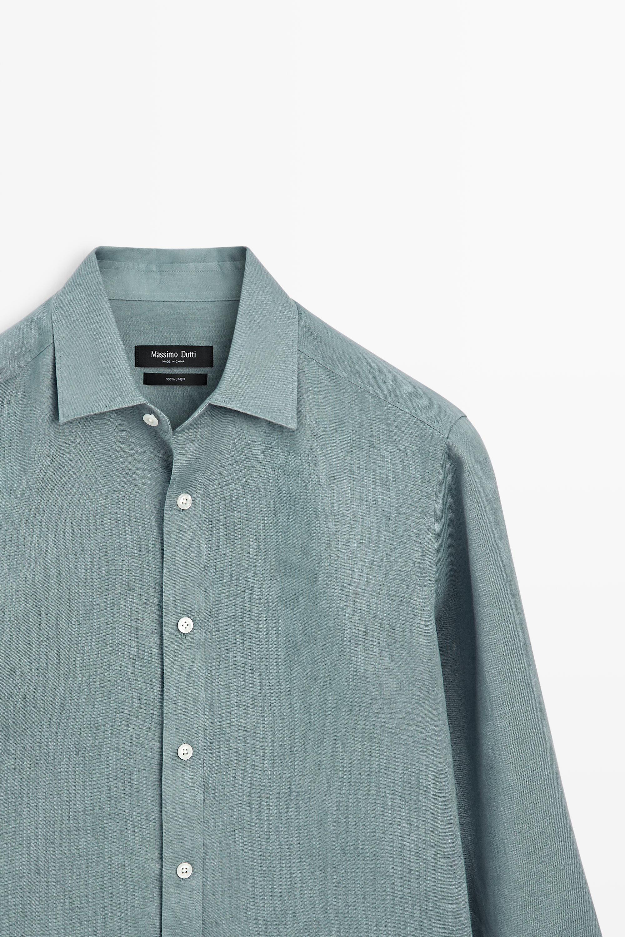 100% linen slim fit shirt — DEEP BLUE
