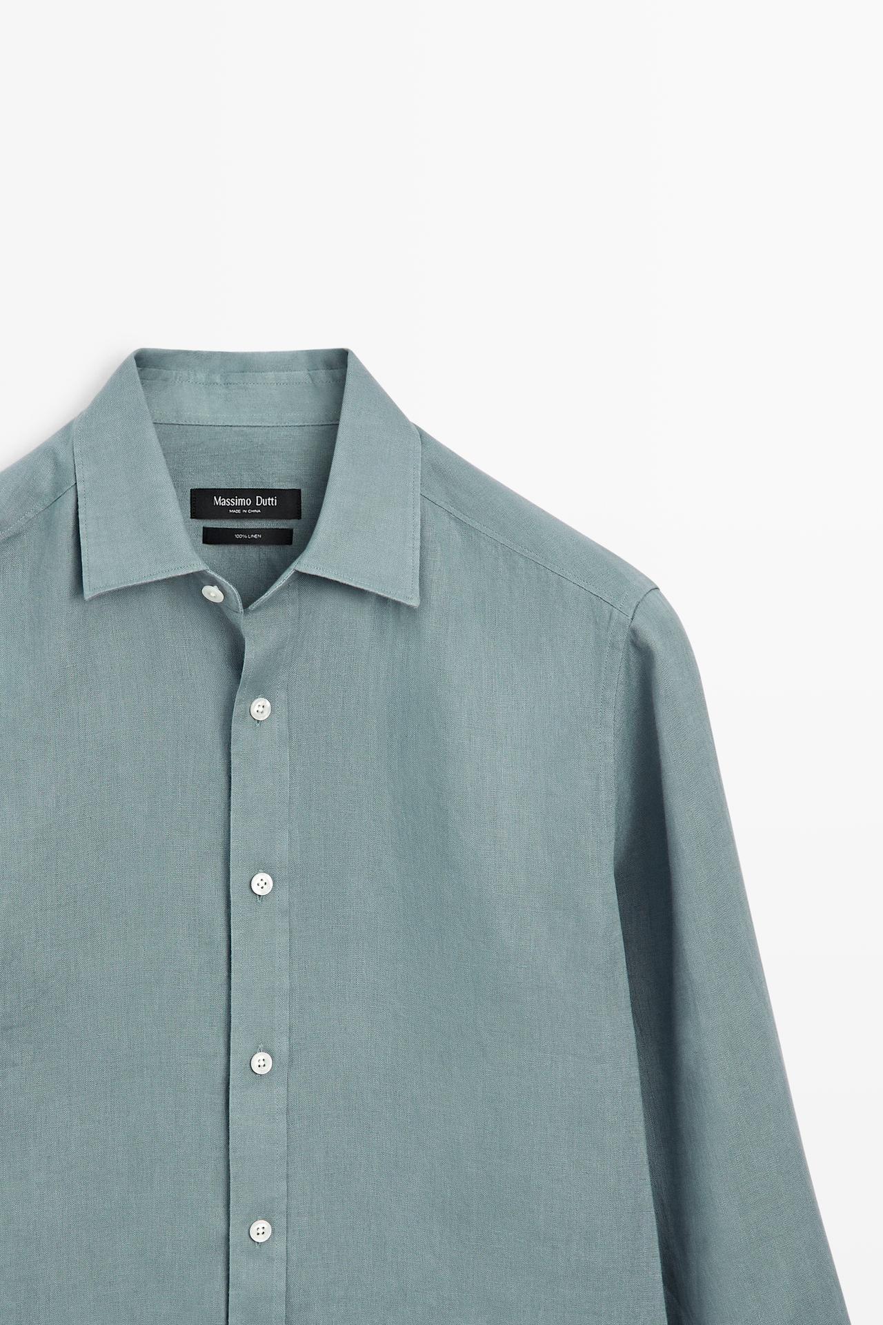 100% linen slim fit shirt — DEEP BLUE