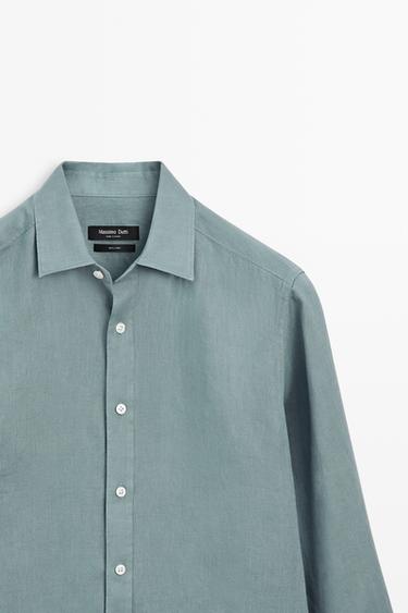 100% linen slim fit shirt — DEEP BLUE 4