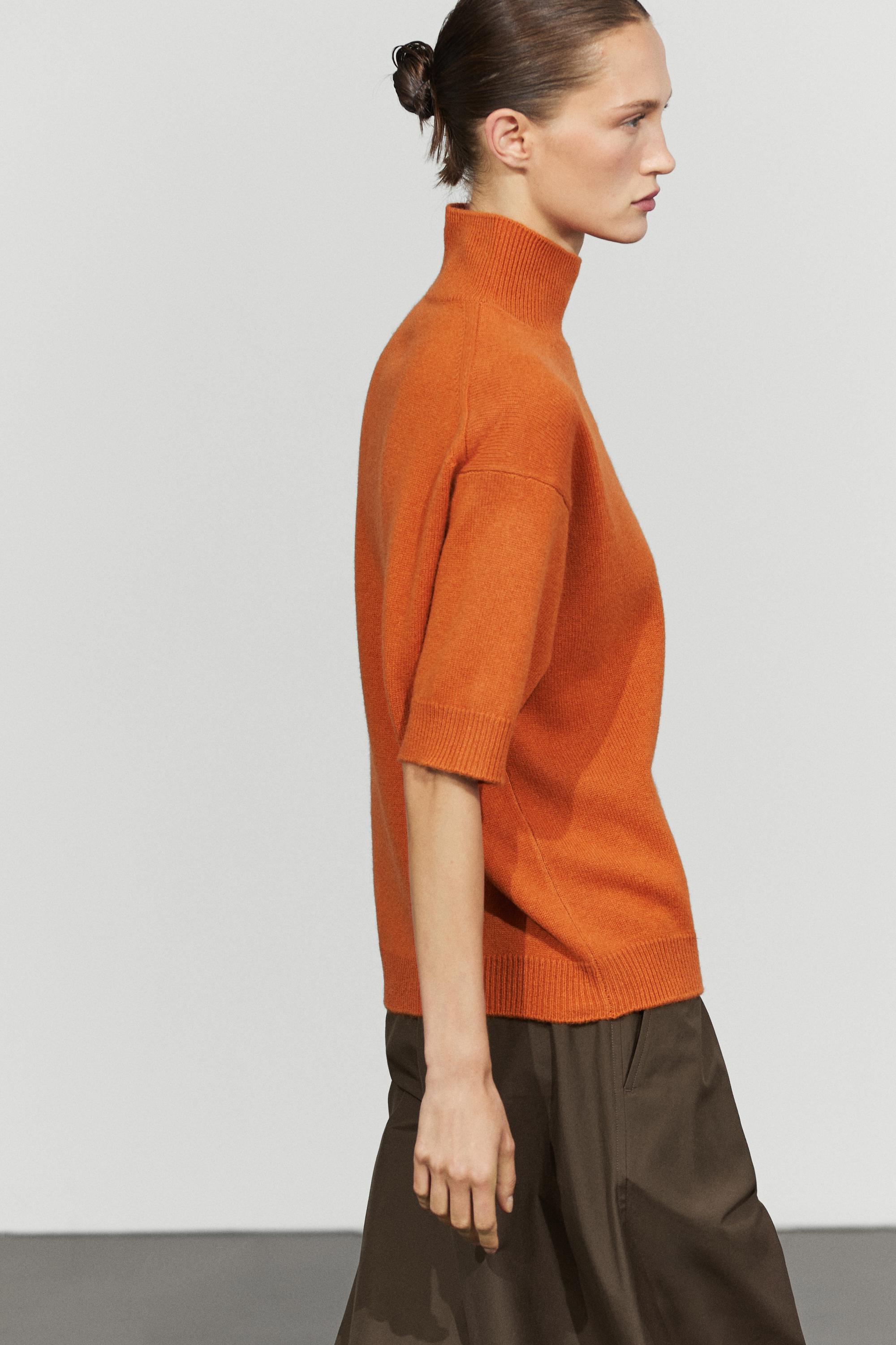 Cotton blend poplin wide-leg pants