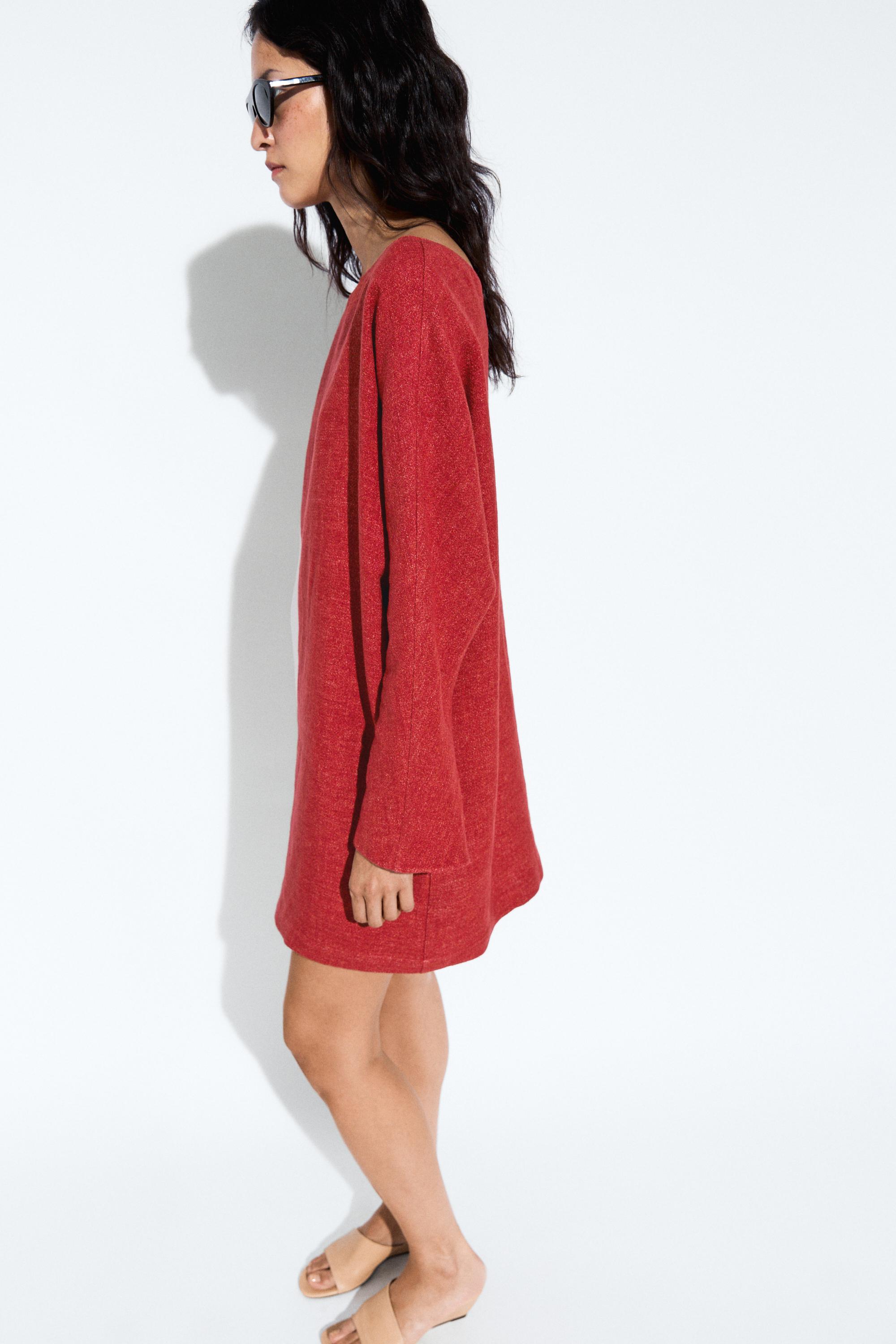 Long sleeve mini dress — Red