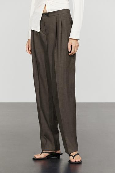 100% cool wool pleated pants — DARK GREY 8