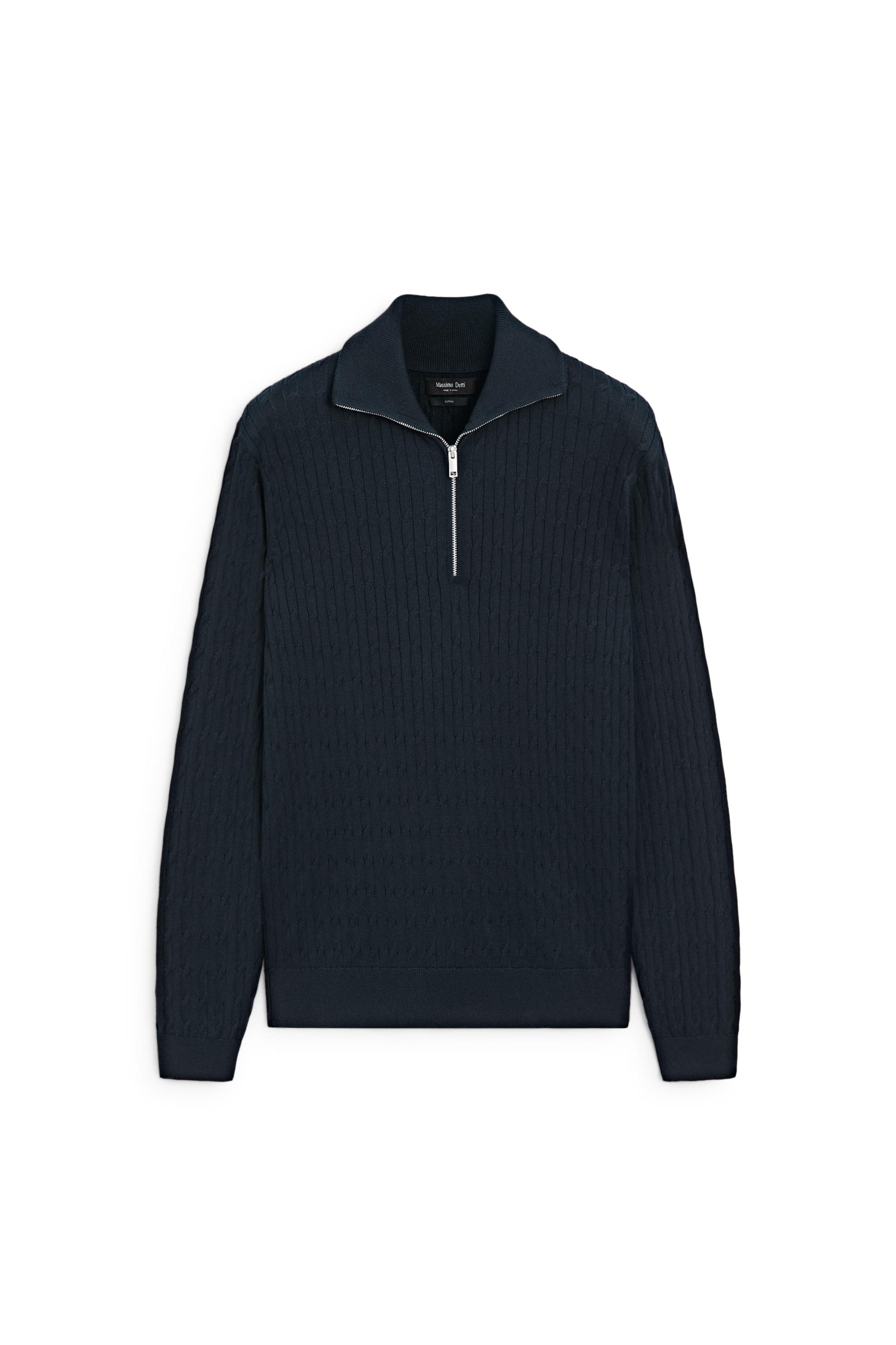Massimo Dutti Fermuarlı dik yaka triko kazak