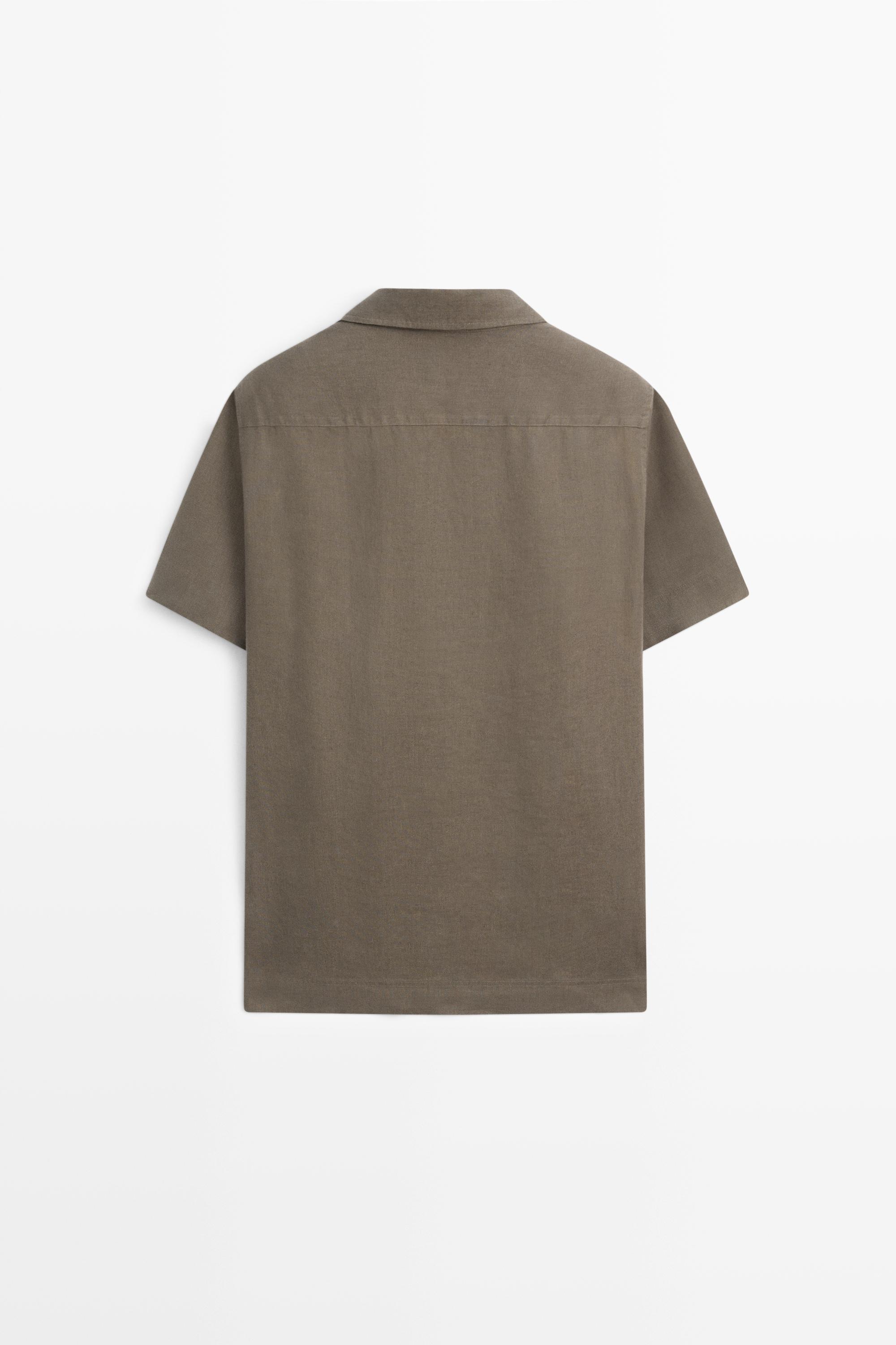 100% linen regular fit polo shirt — DARK GREEN