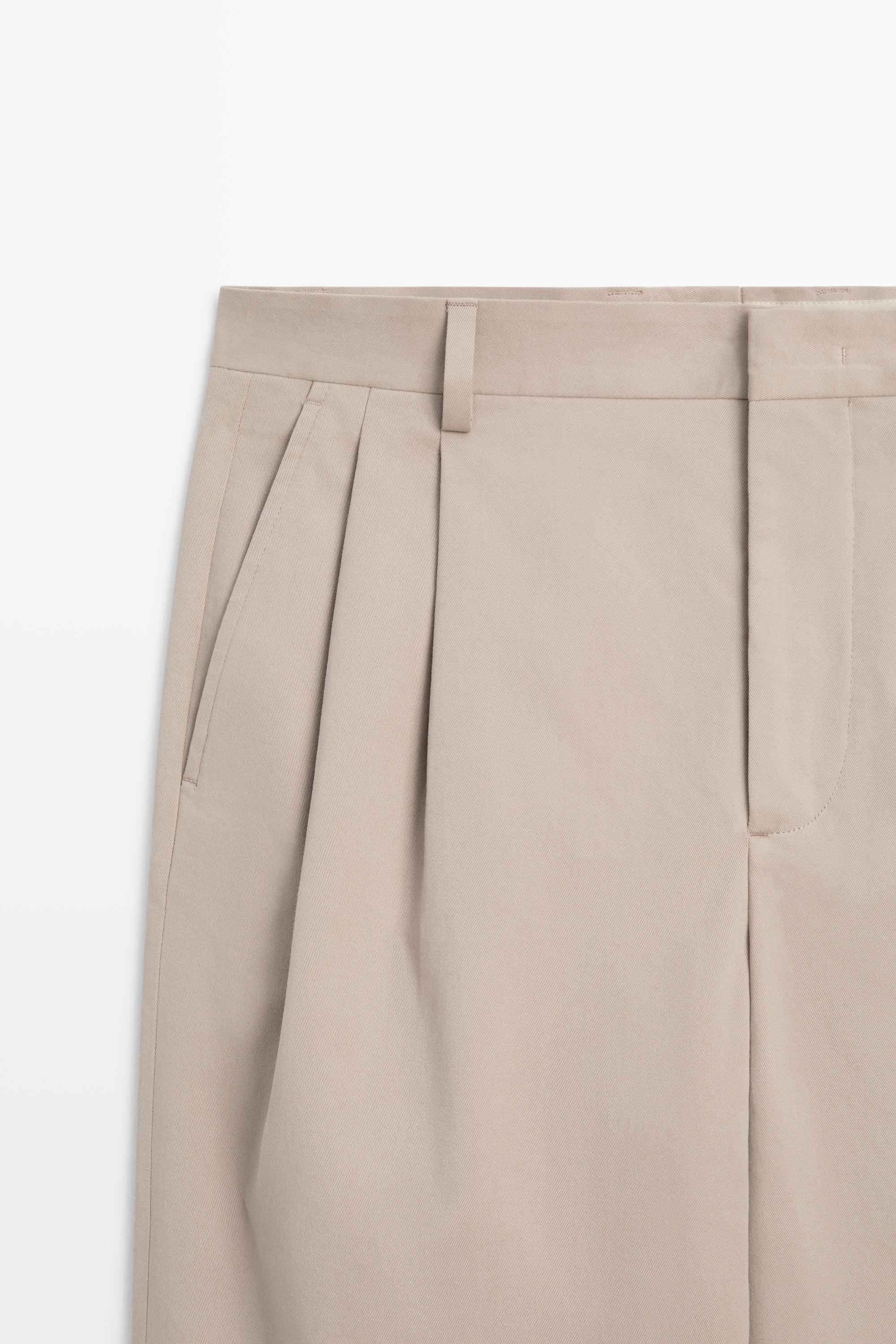 Cotton blend darted pants — TAUPE GREY