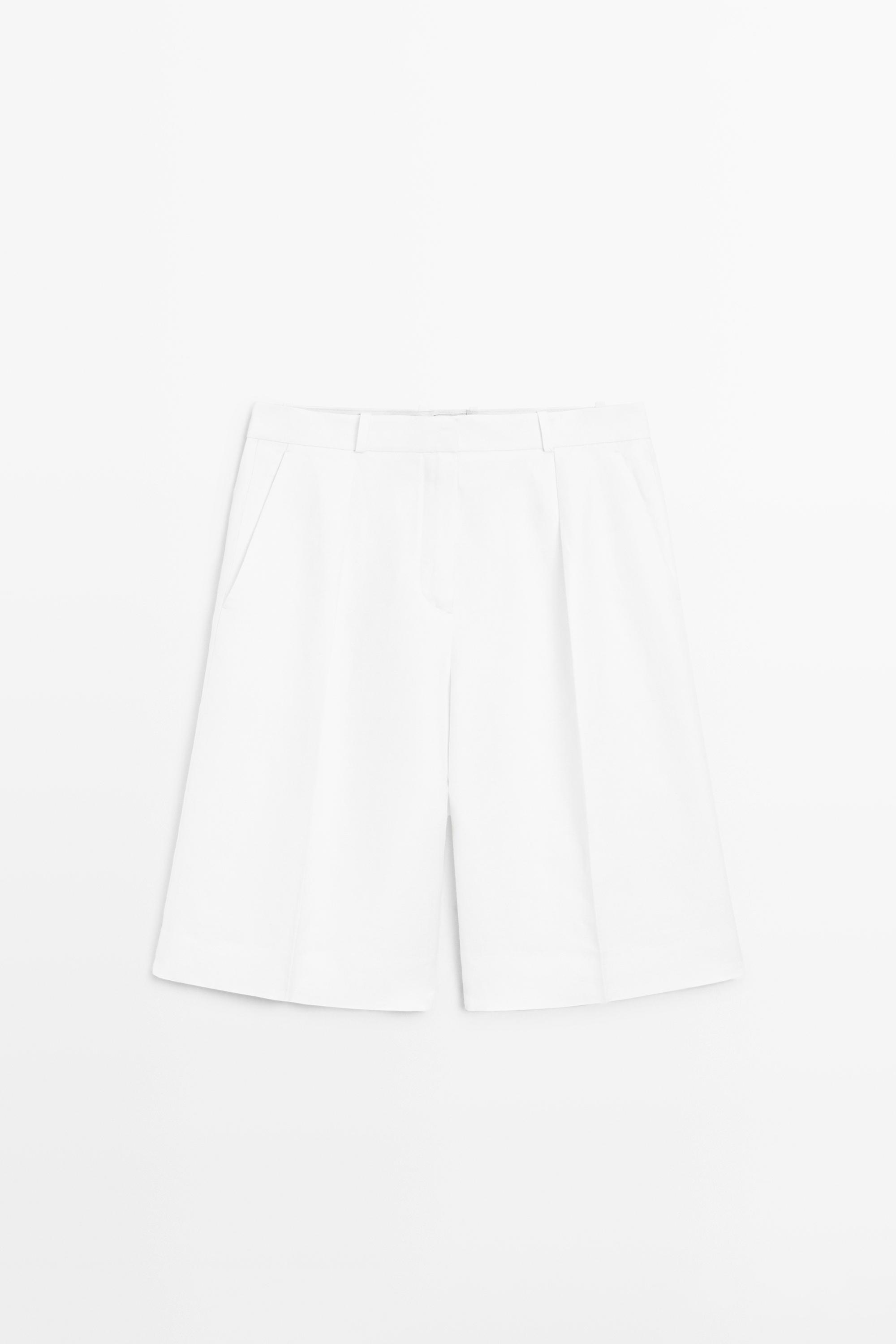 Long flowing Bermuda shorts - STUDIO — WHITE