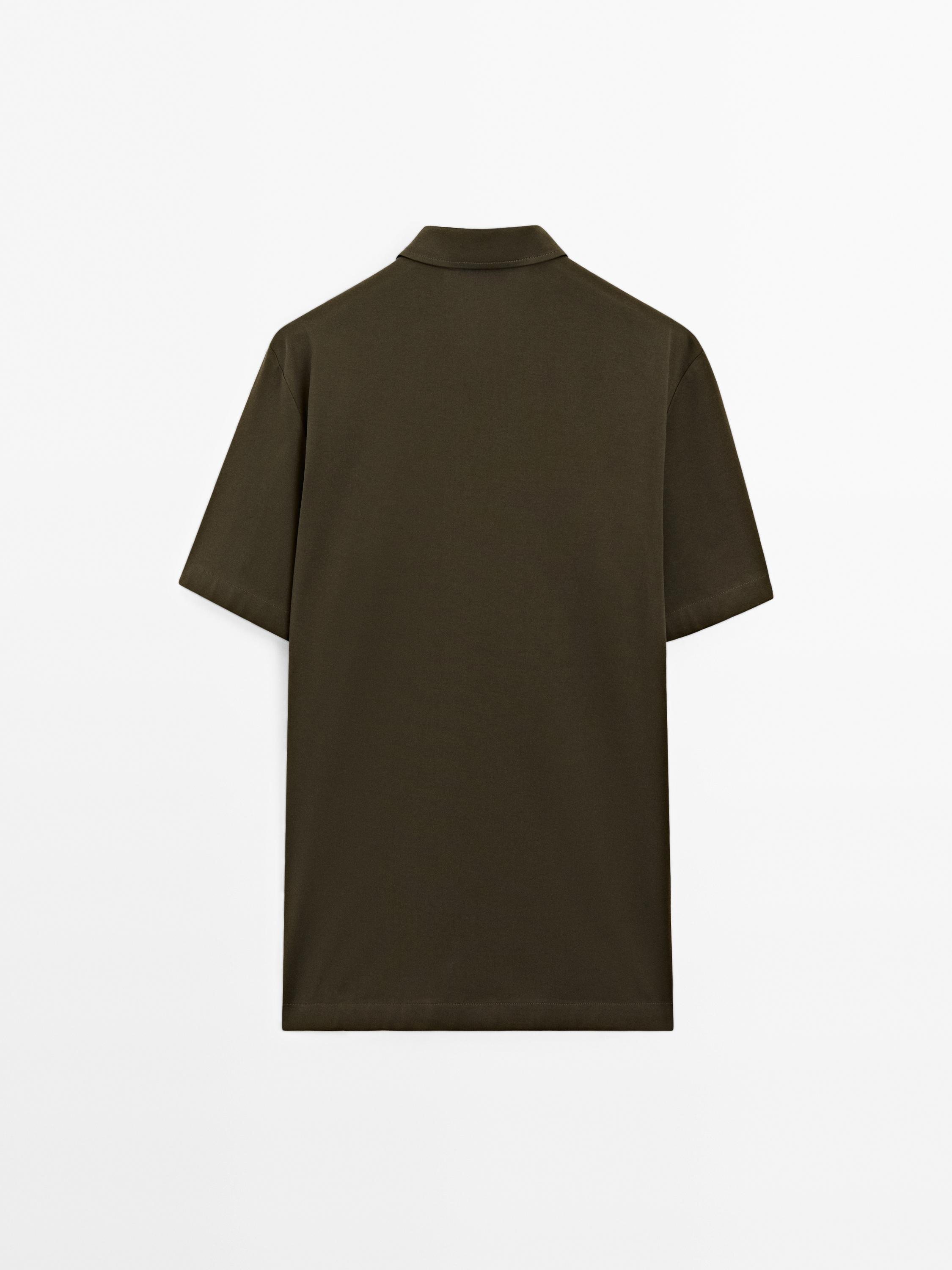 Slim fit cotton blend polo shirt