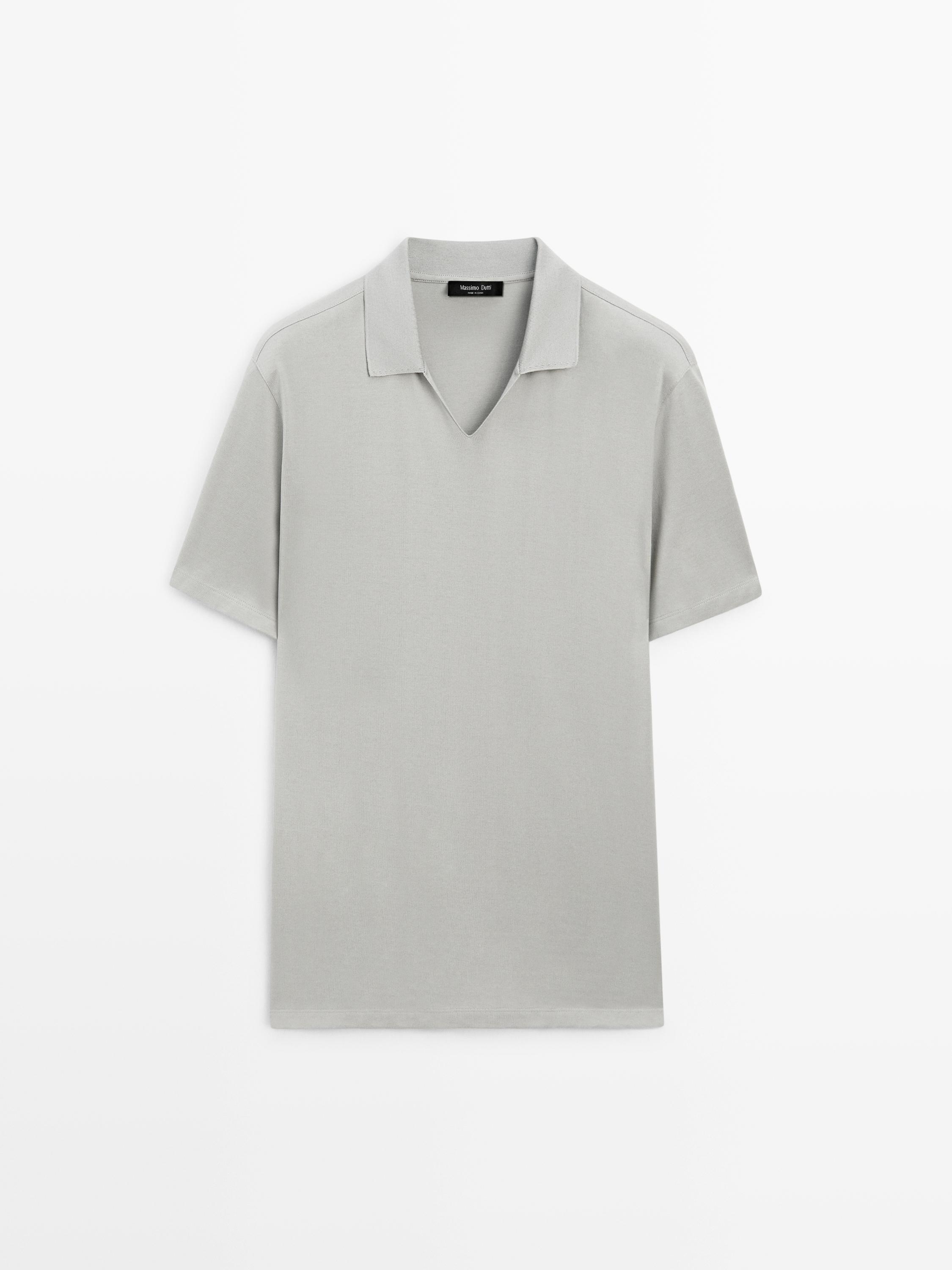 Cotton V-neck polo shirt