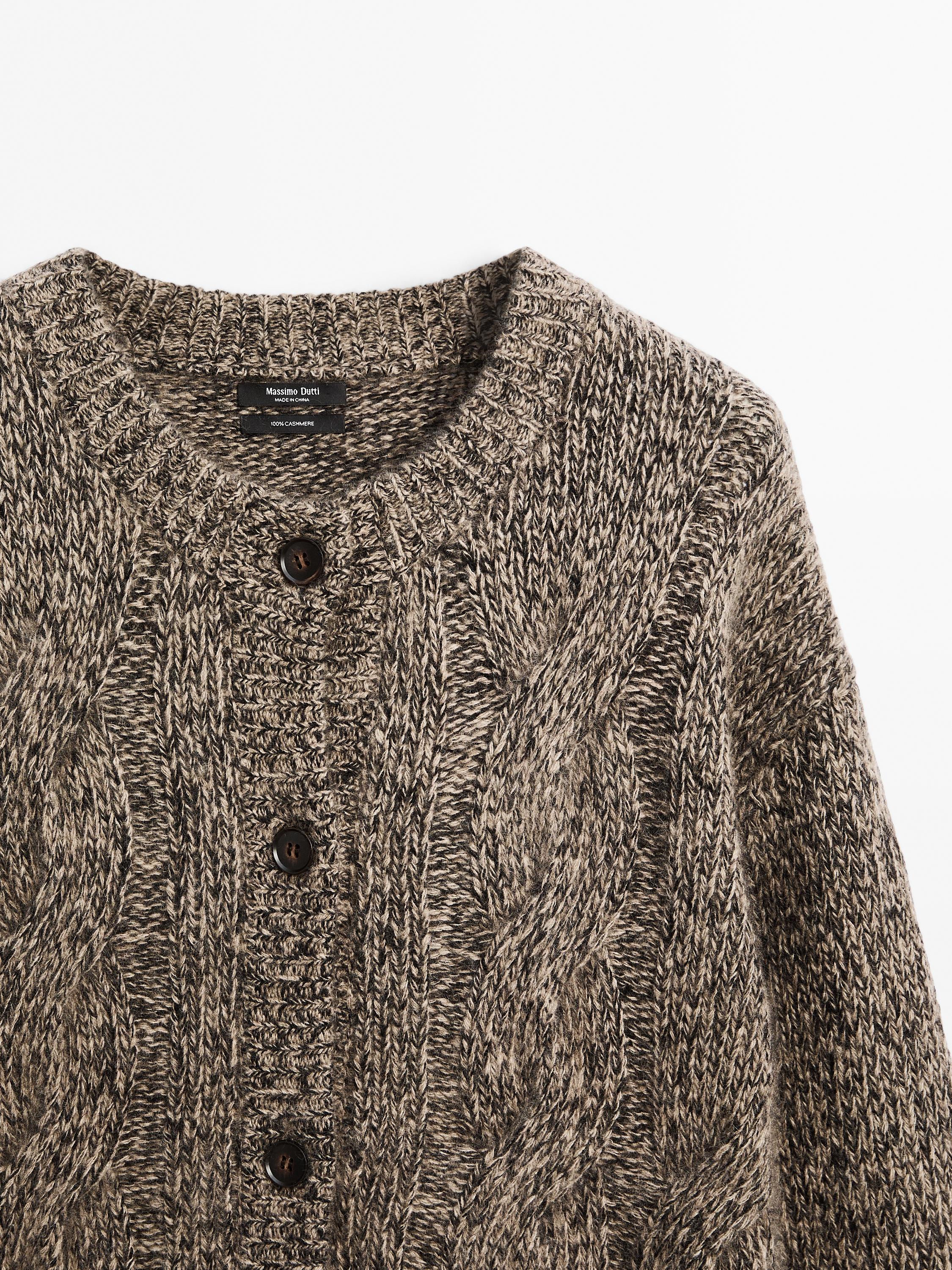 100% cashmere mouliné knit cardigan