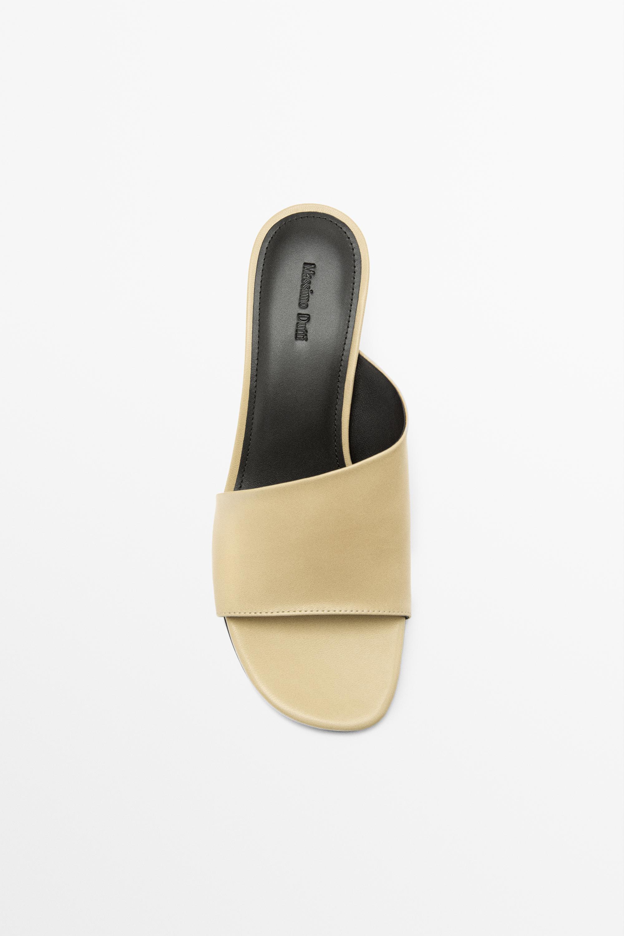 Soft leather wedge heel sandals — BEIGE
