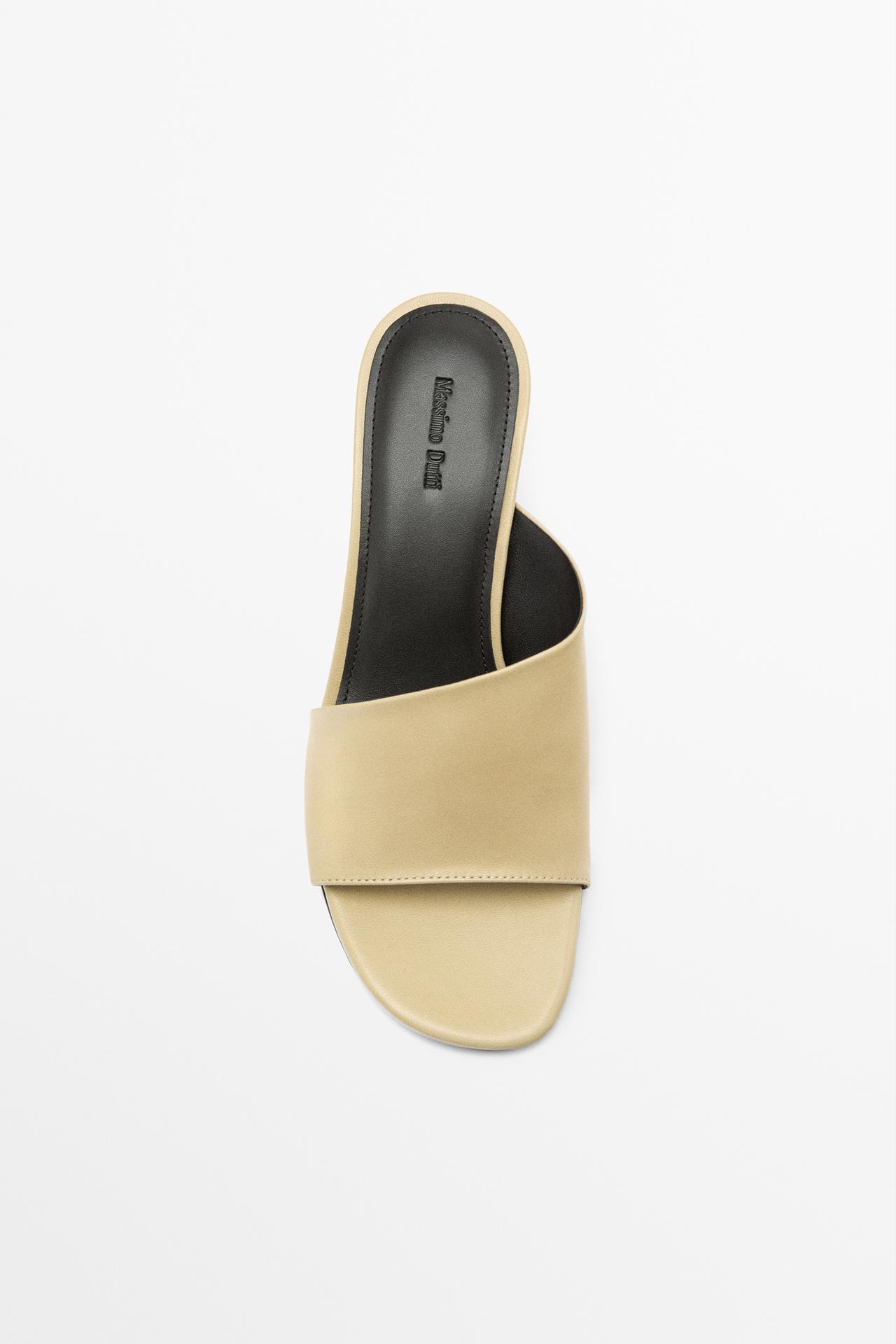 Soft leather wedge heel sandals — BEIGE