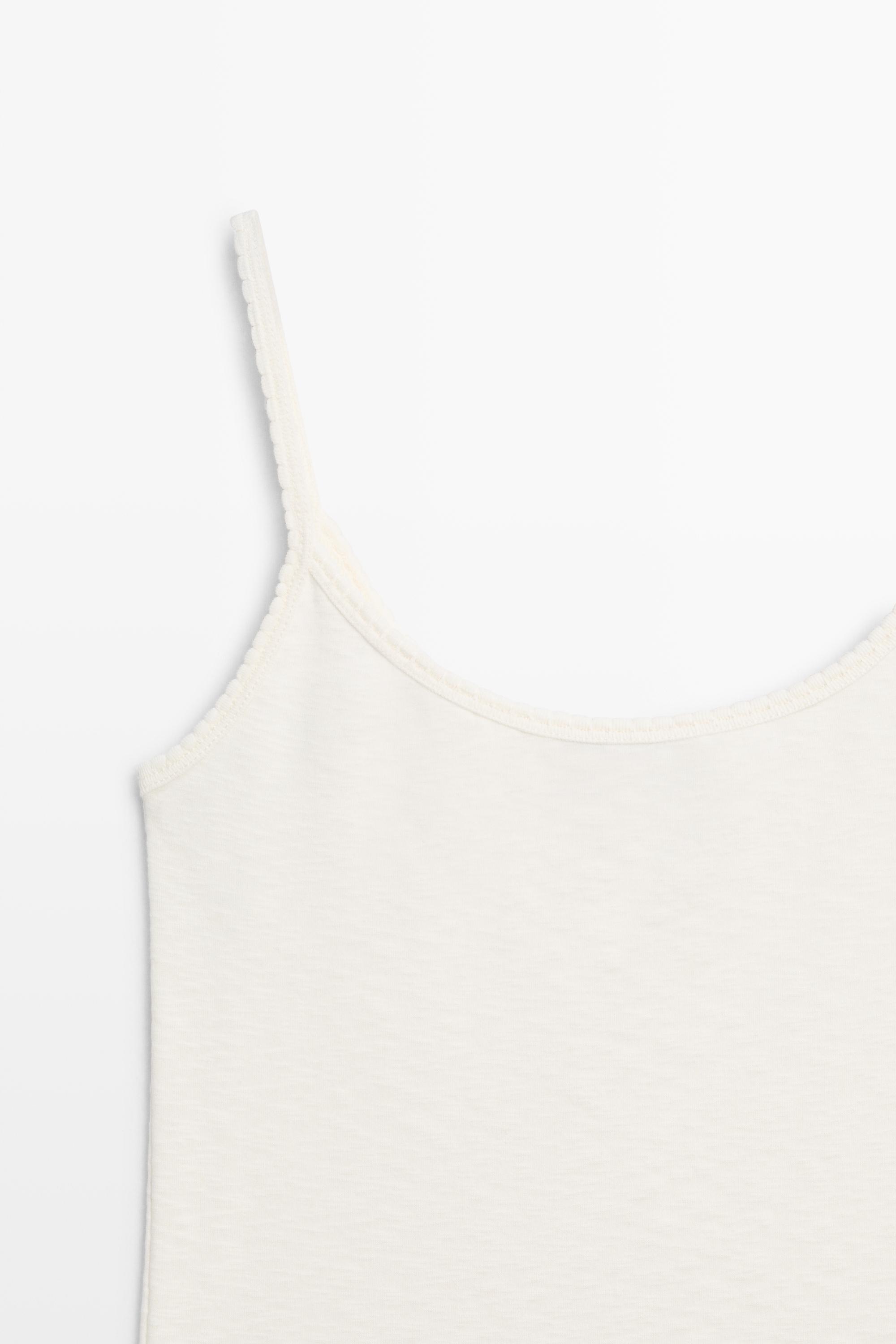 Cotton blend strappy top — Off white