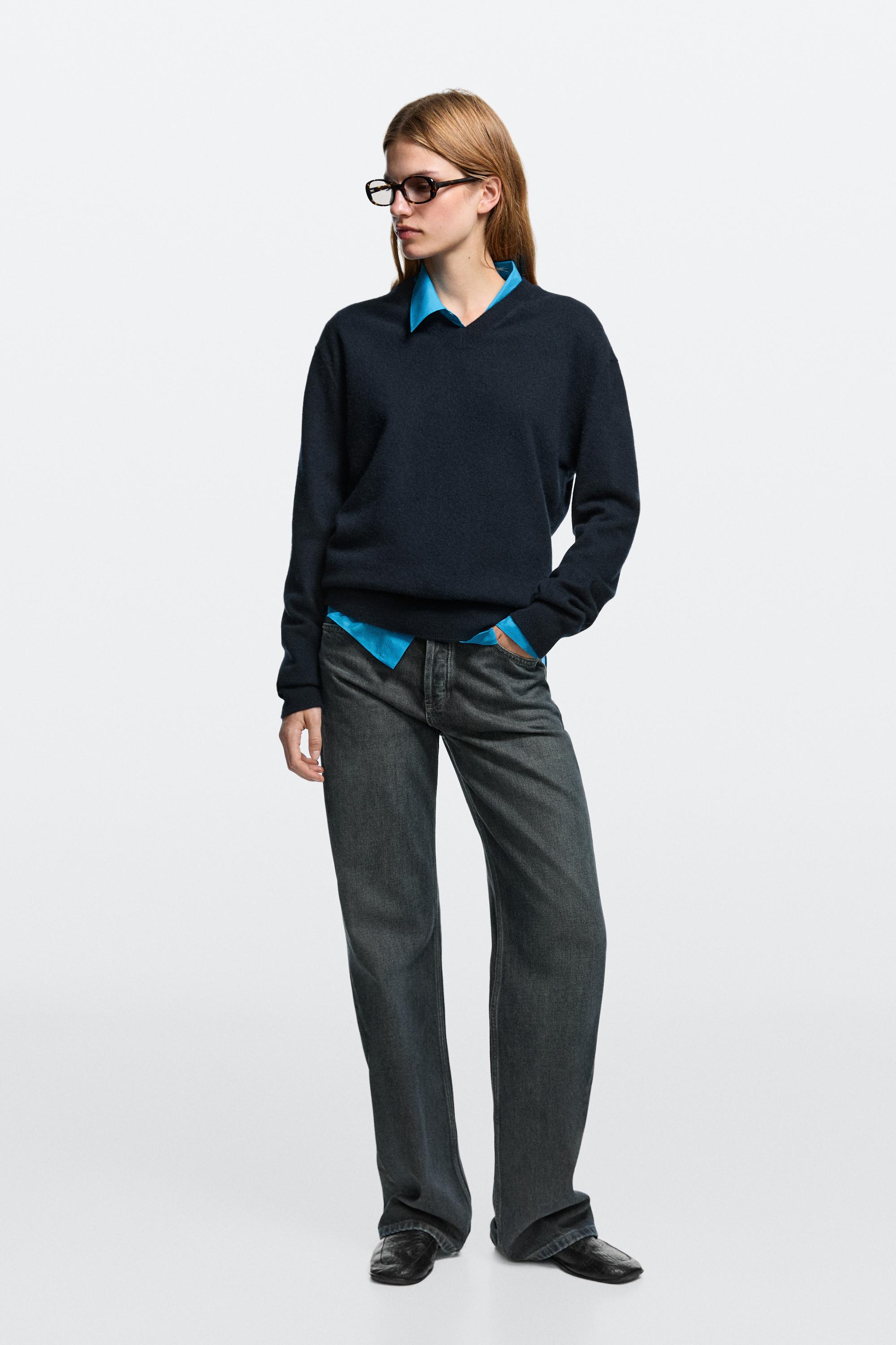 Jeans wide leg tiro medio