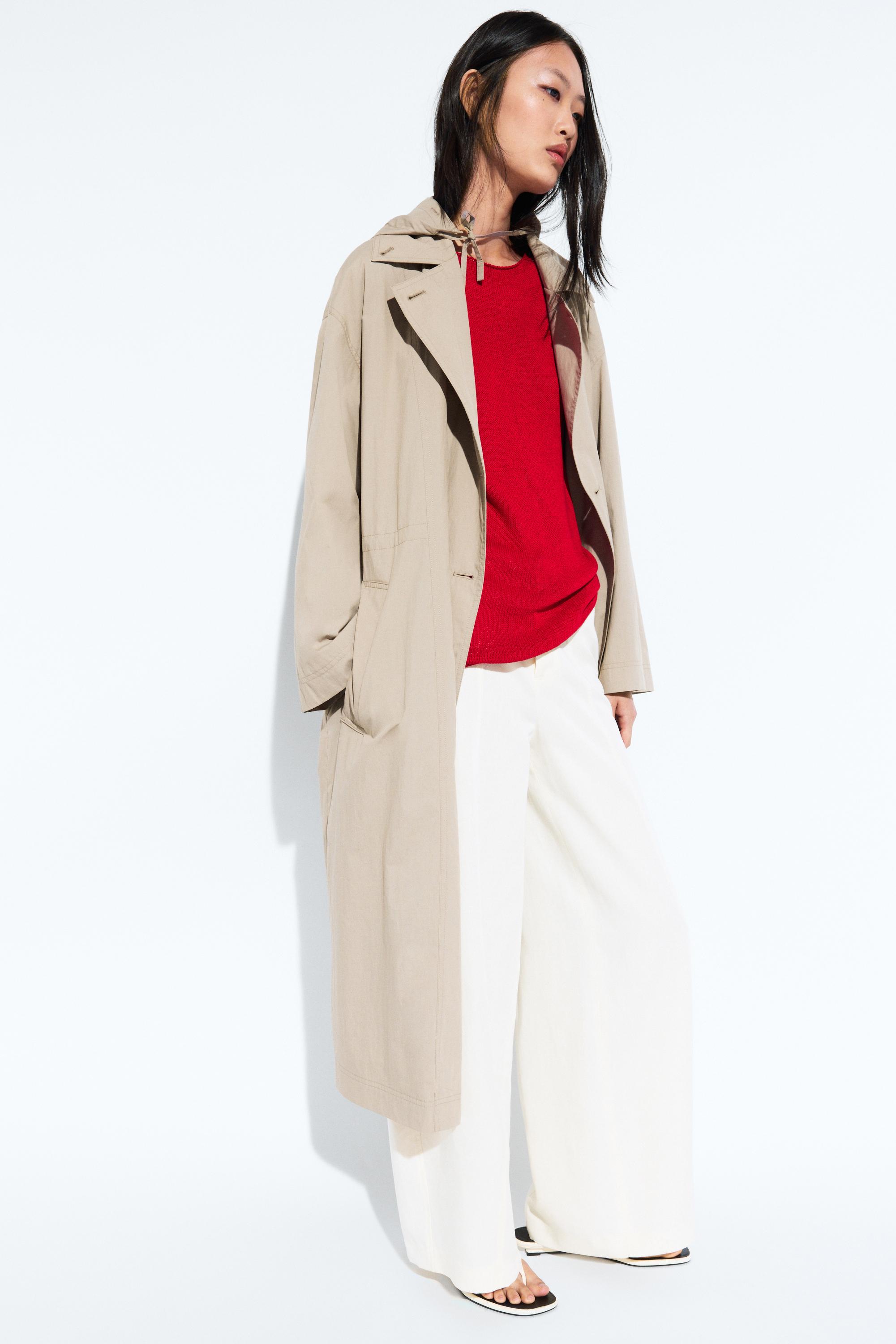 Cotton blend technical trench coat — Pearl grey