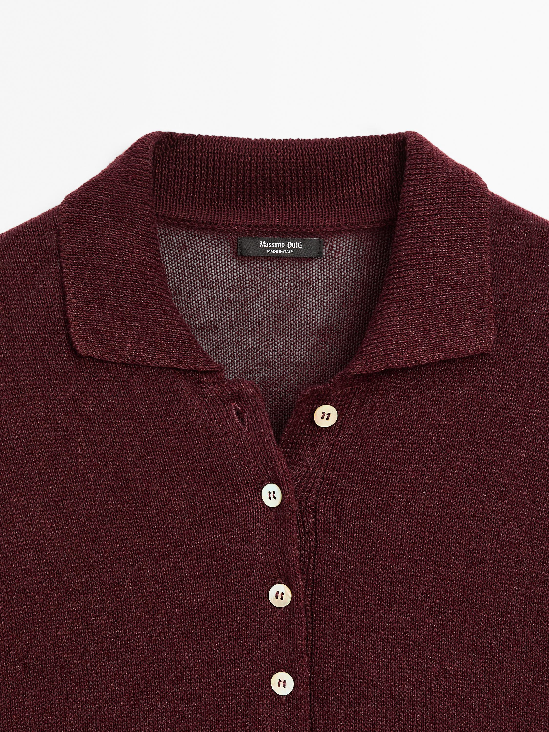 Oversize knit sweater with polo collar