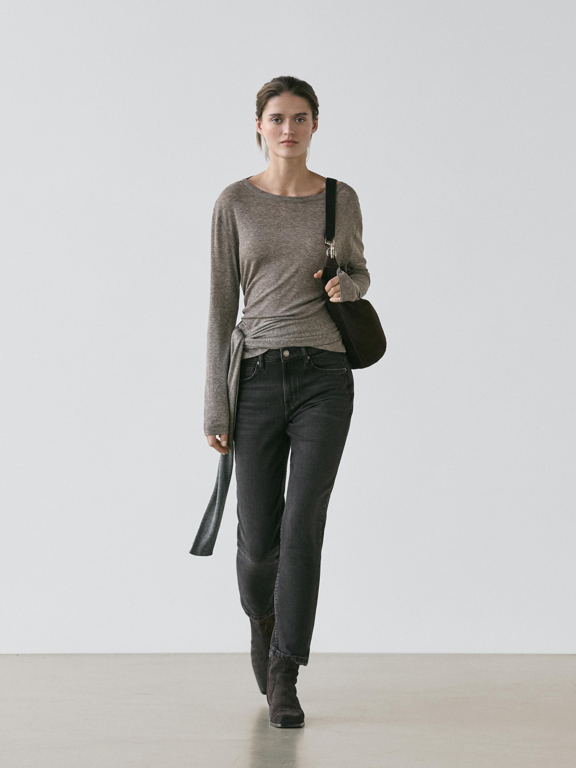 Mid-rise cropped slim fit jeans — BLACK