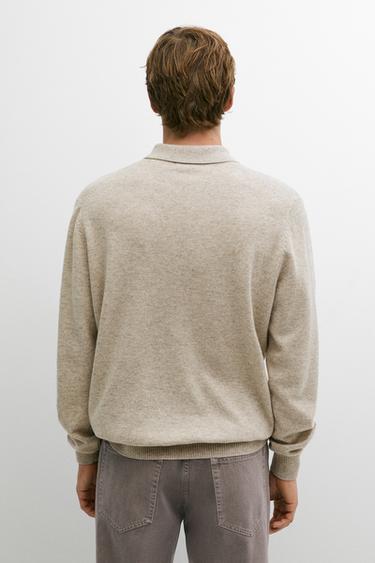 Wool blend polo sweater — SAND BROWN 5