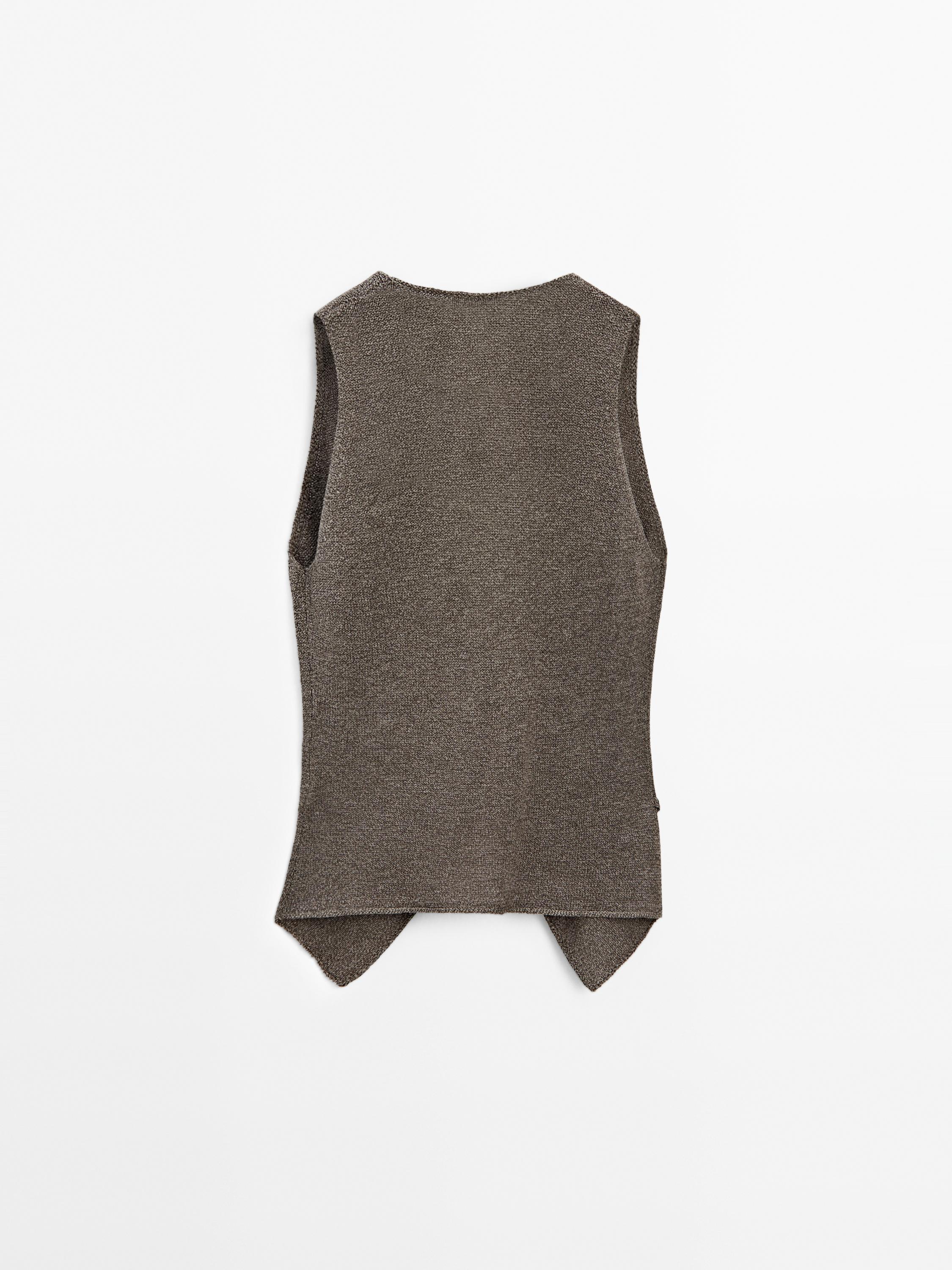 Mouliné knit crossover vest