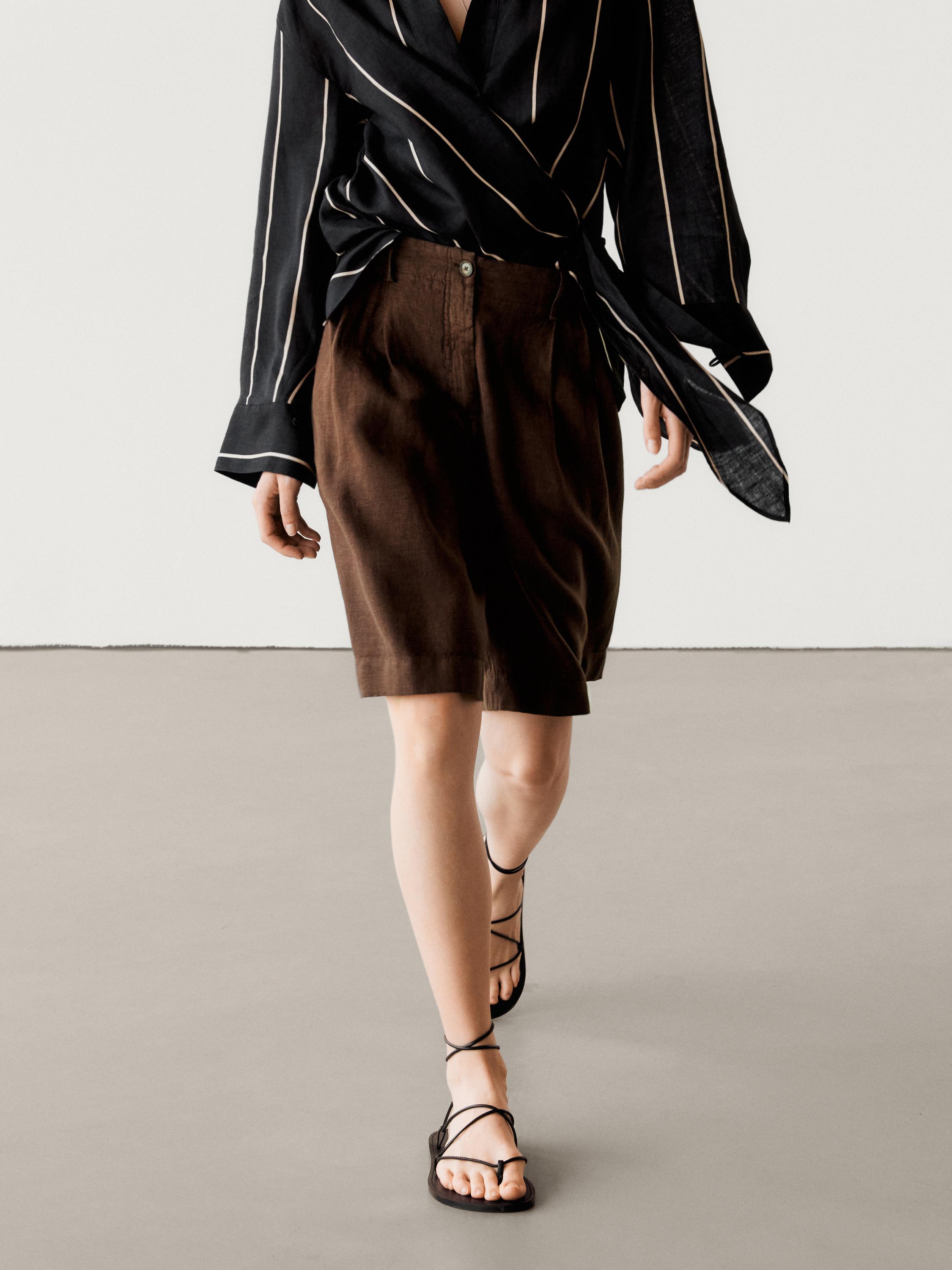 Bermuda lino doble pinza