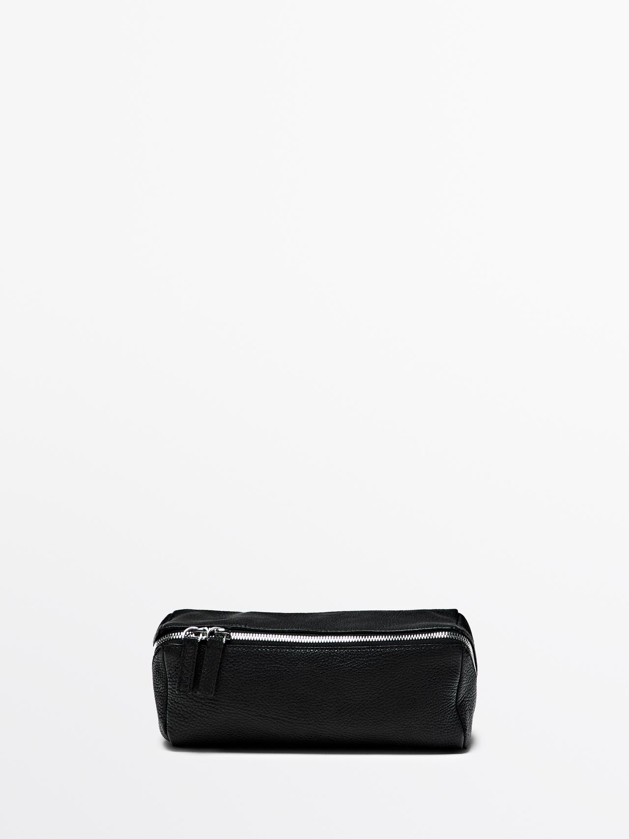 Massimo Dutti - Herre - Toilettaske I Nappaskind - Sort - 01