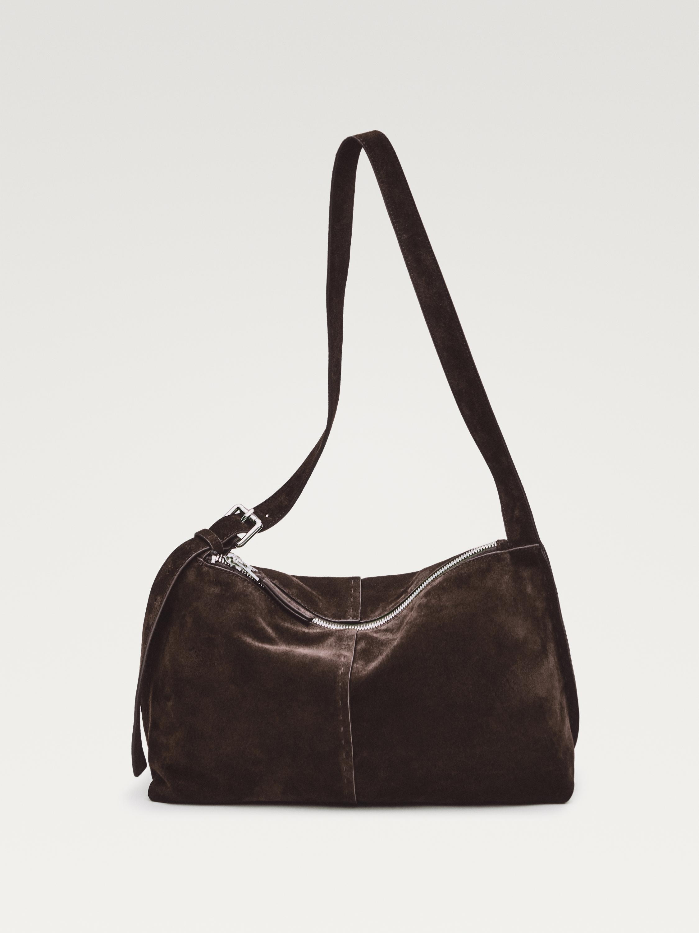 Suede leather shoulder bag