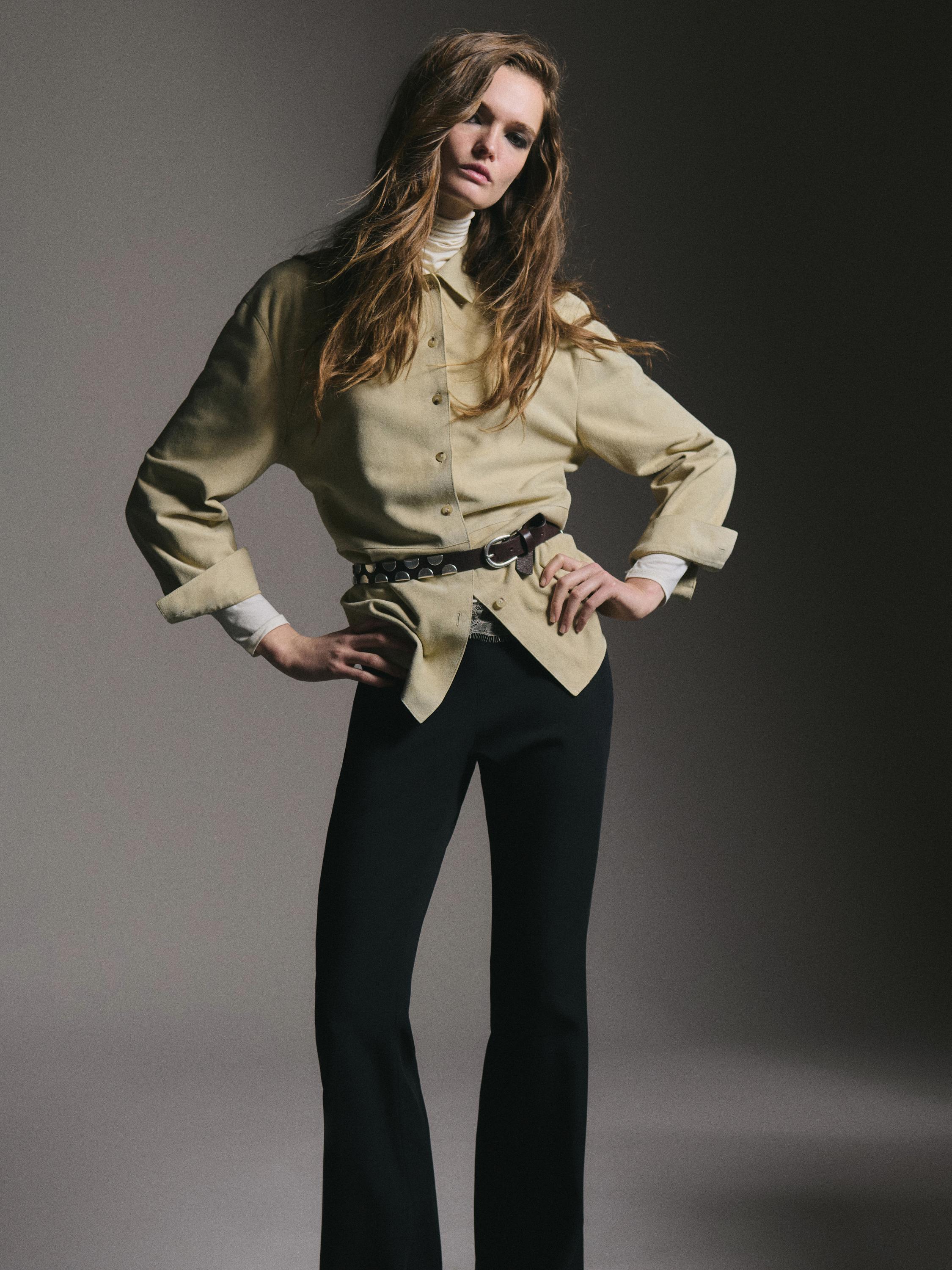 Suede leather shirt — SAND