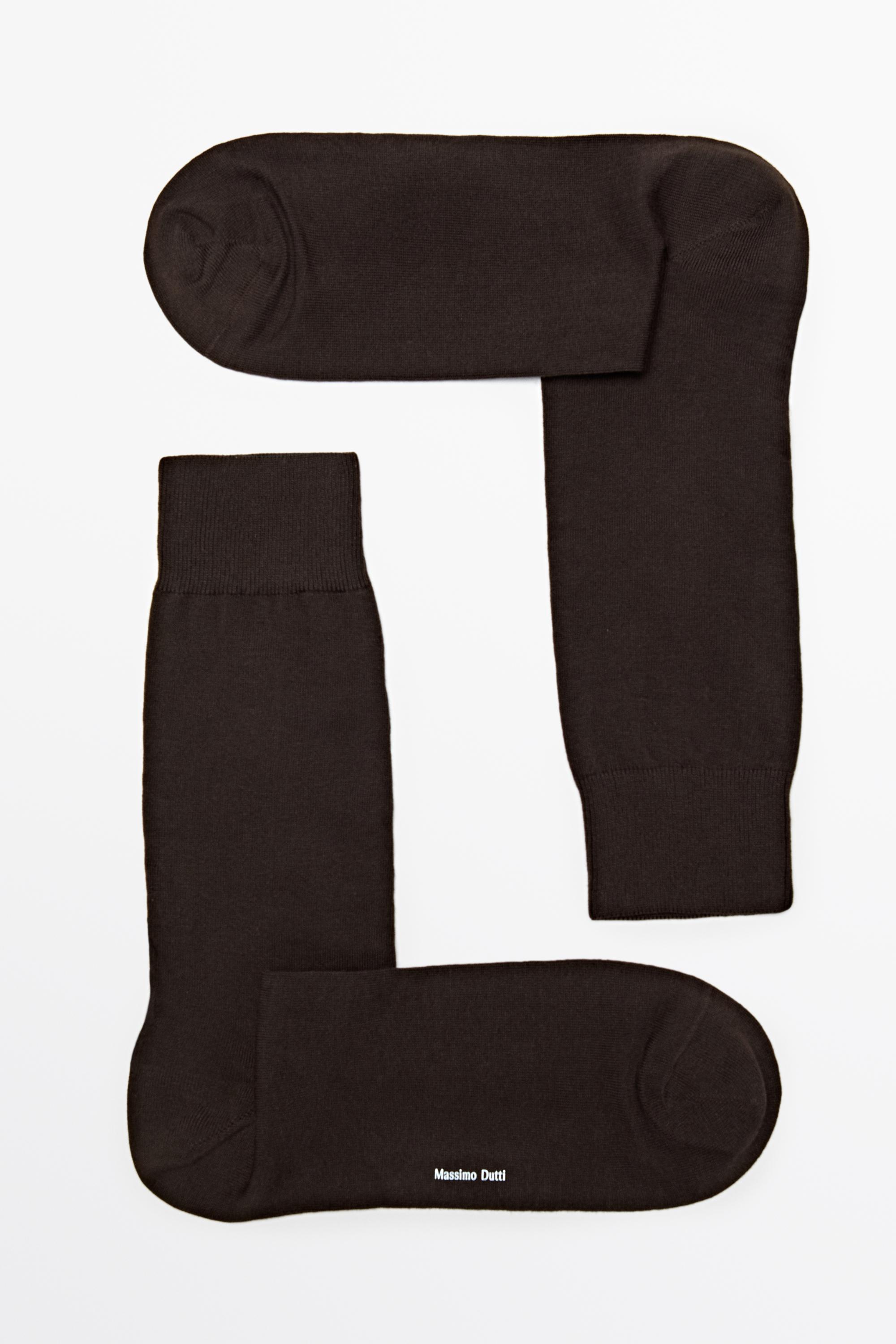 Plain cotton blend knit socks — BROWN