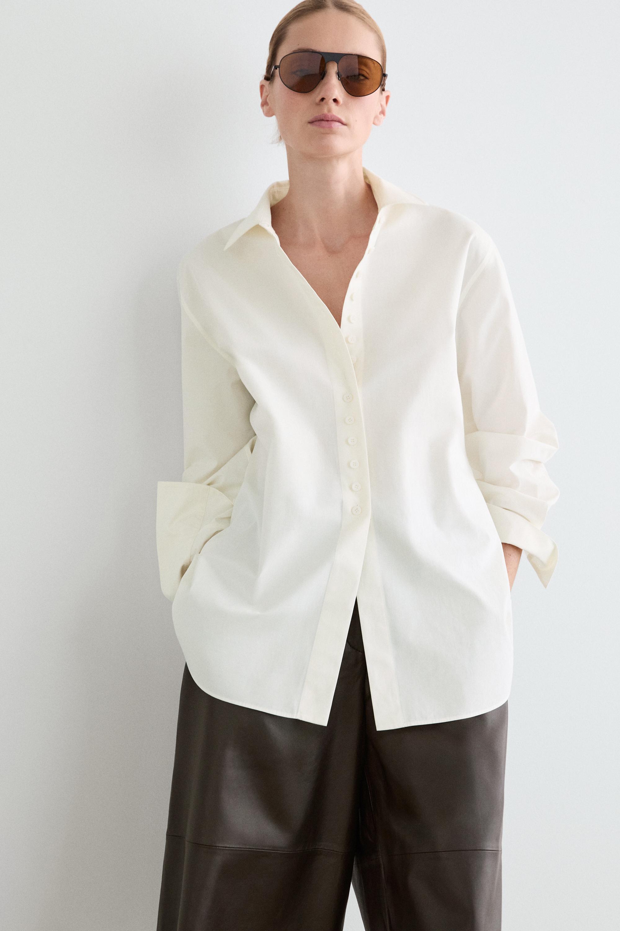 100% cotton shirt with button details — Off white