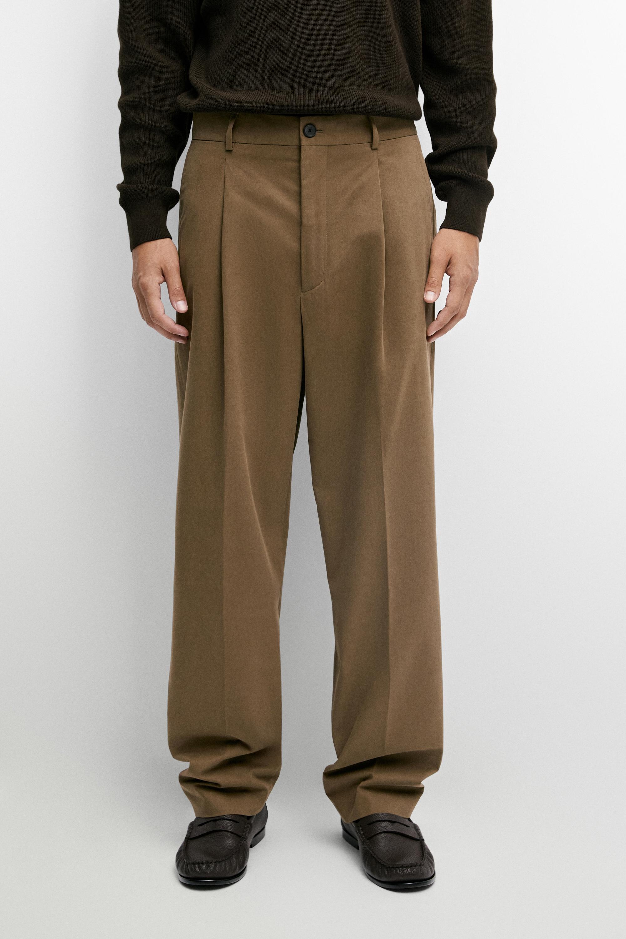 Cotton blend relaxed fit pants