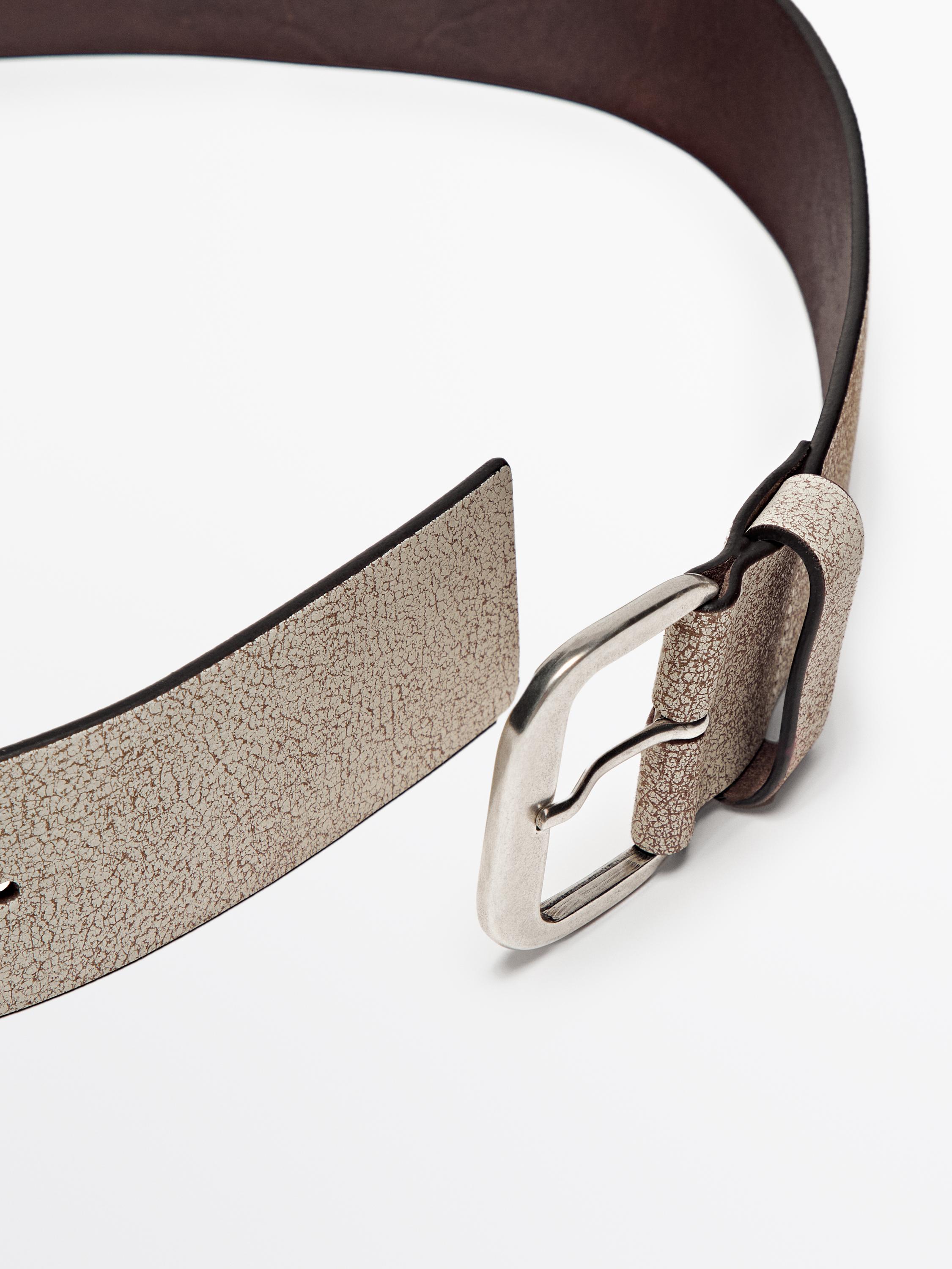 Wide belt with leather detail