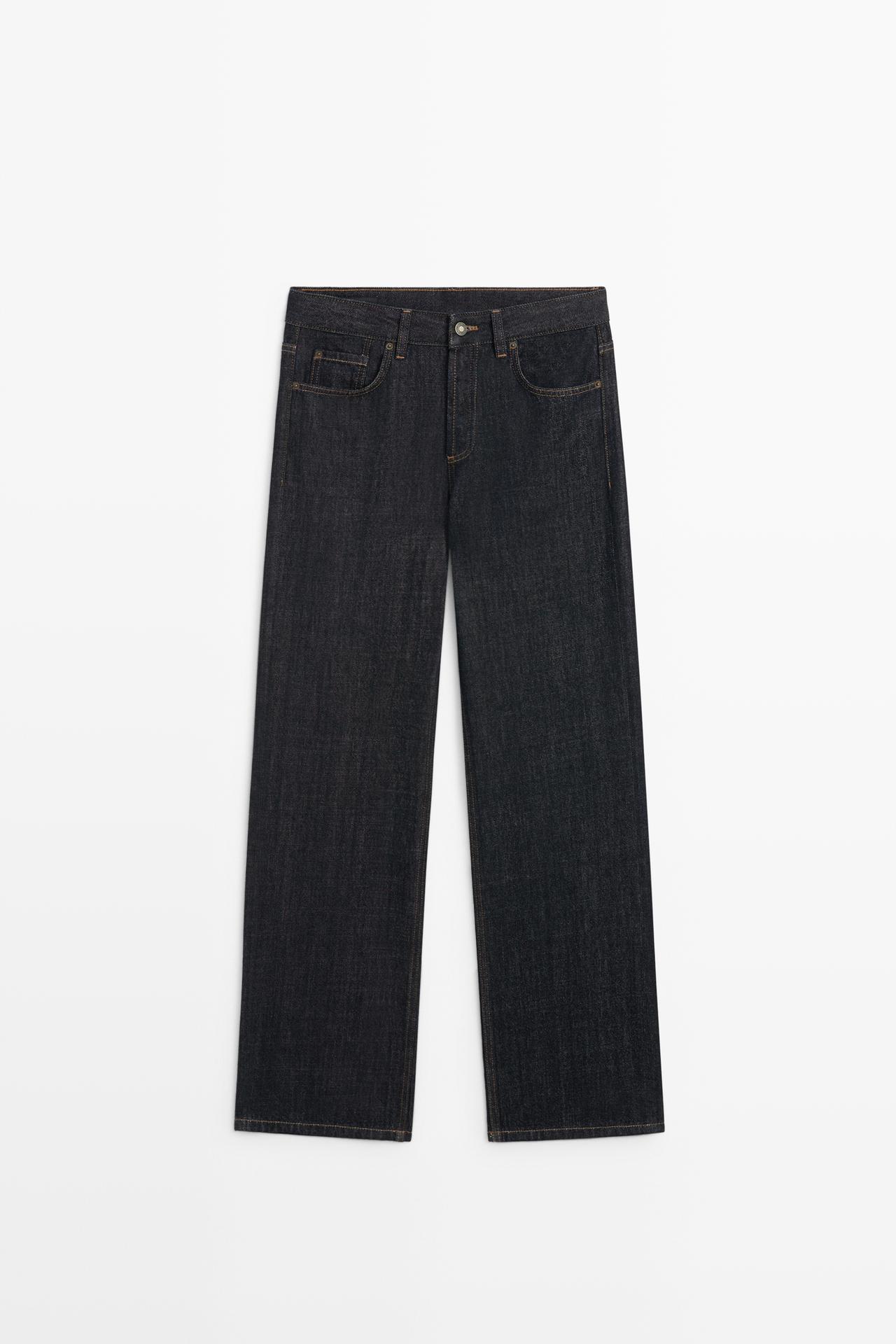 Wide-leg mid-waist jeans — DARK BLUE
