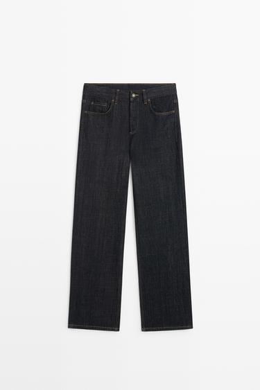 Wide-leg mid-waist jeans — DARK BLUE 2