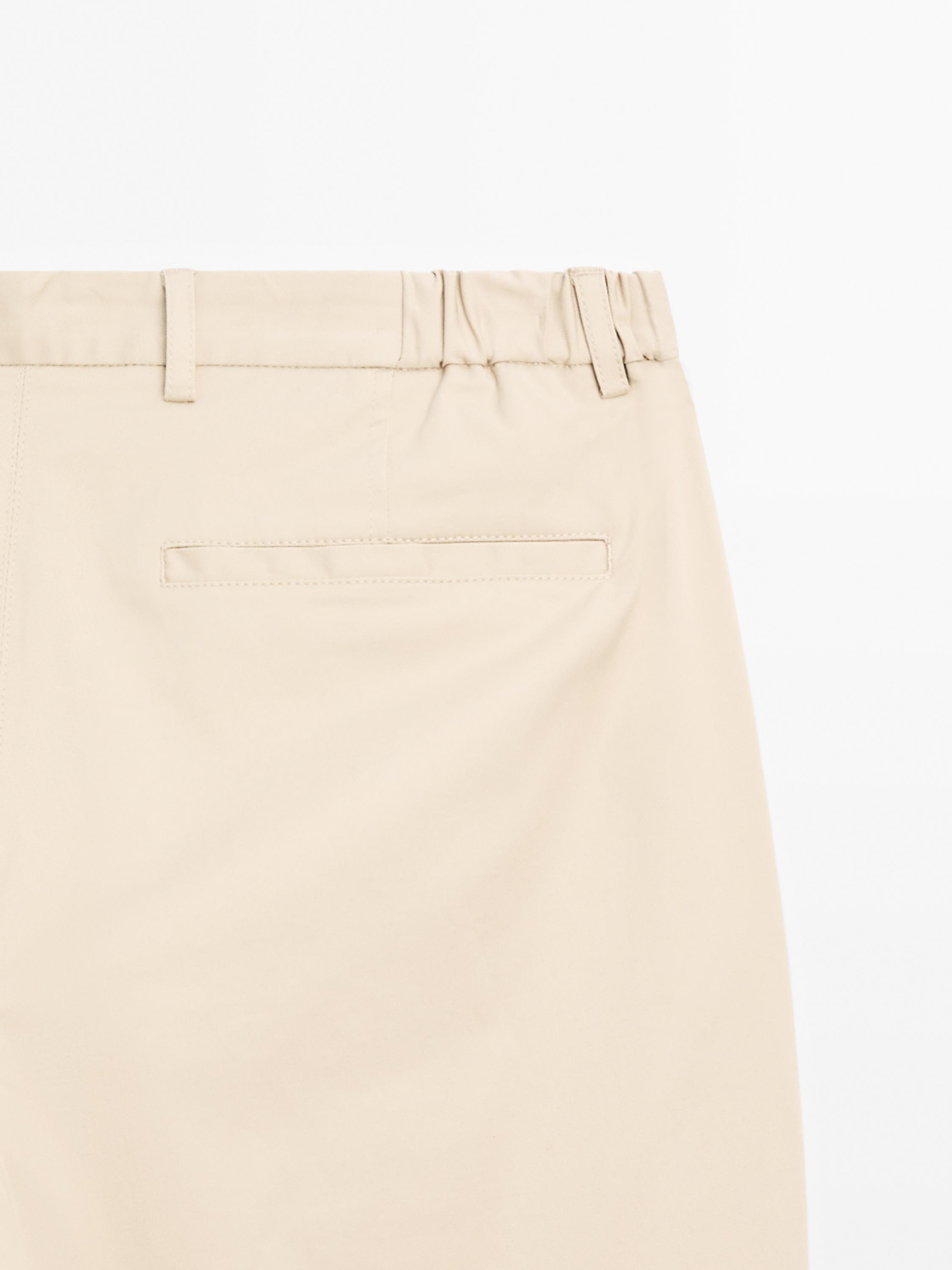 Cotton blend tapered fit trousers