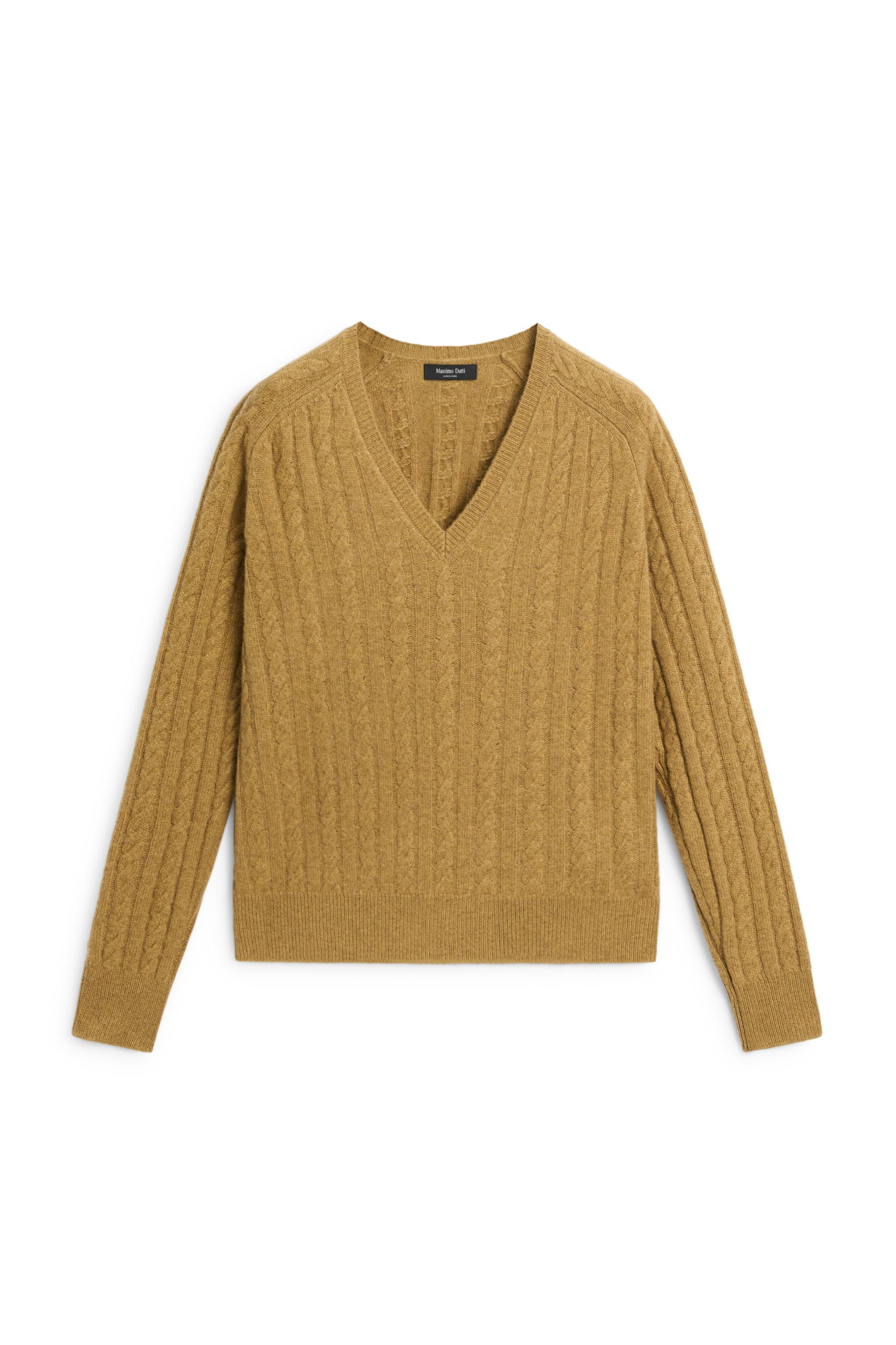 Wool blend cable-knit sweater — OIL