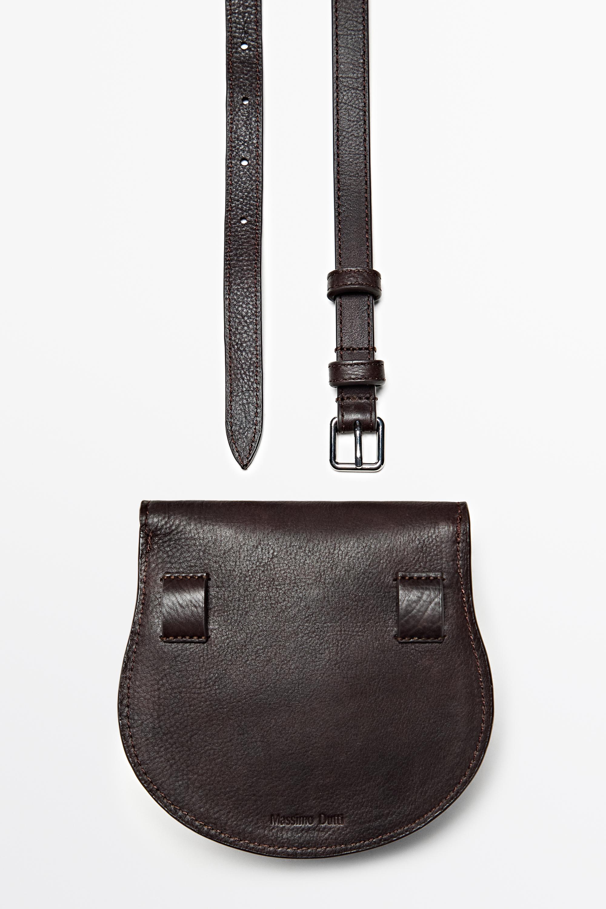 Nappa leather belt with pouch — BROWN
