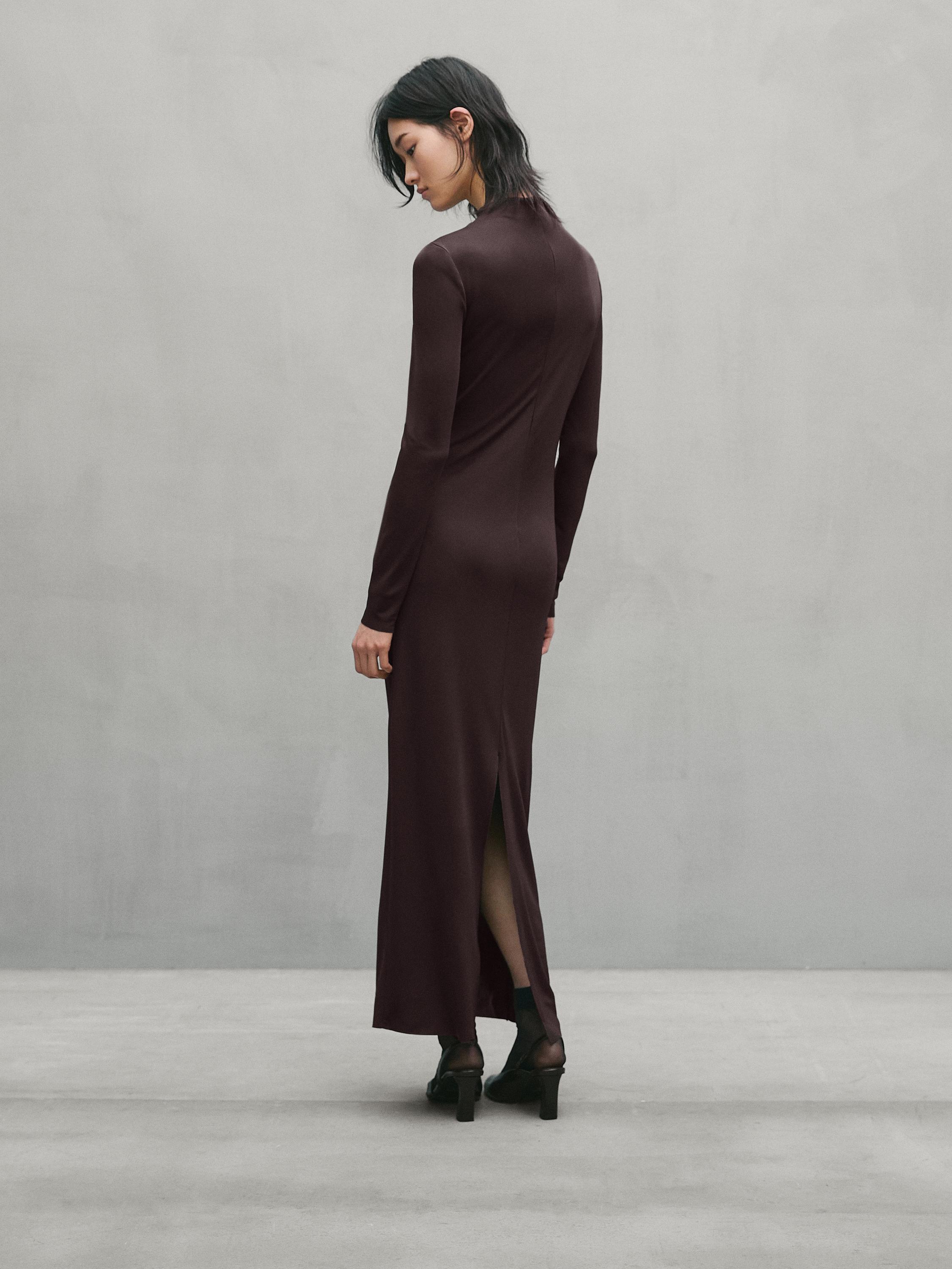Long dress with gathering and long sleeves - Studio