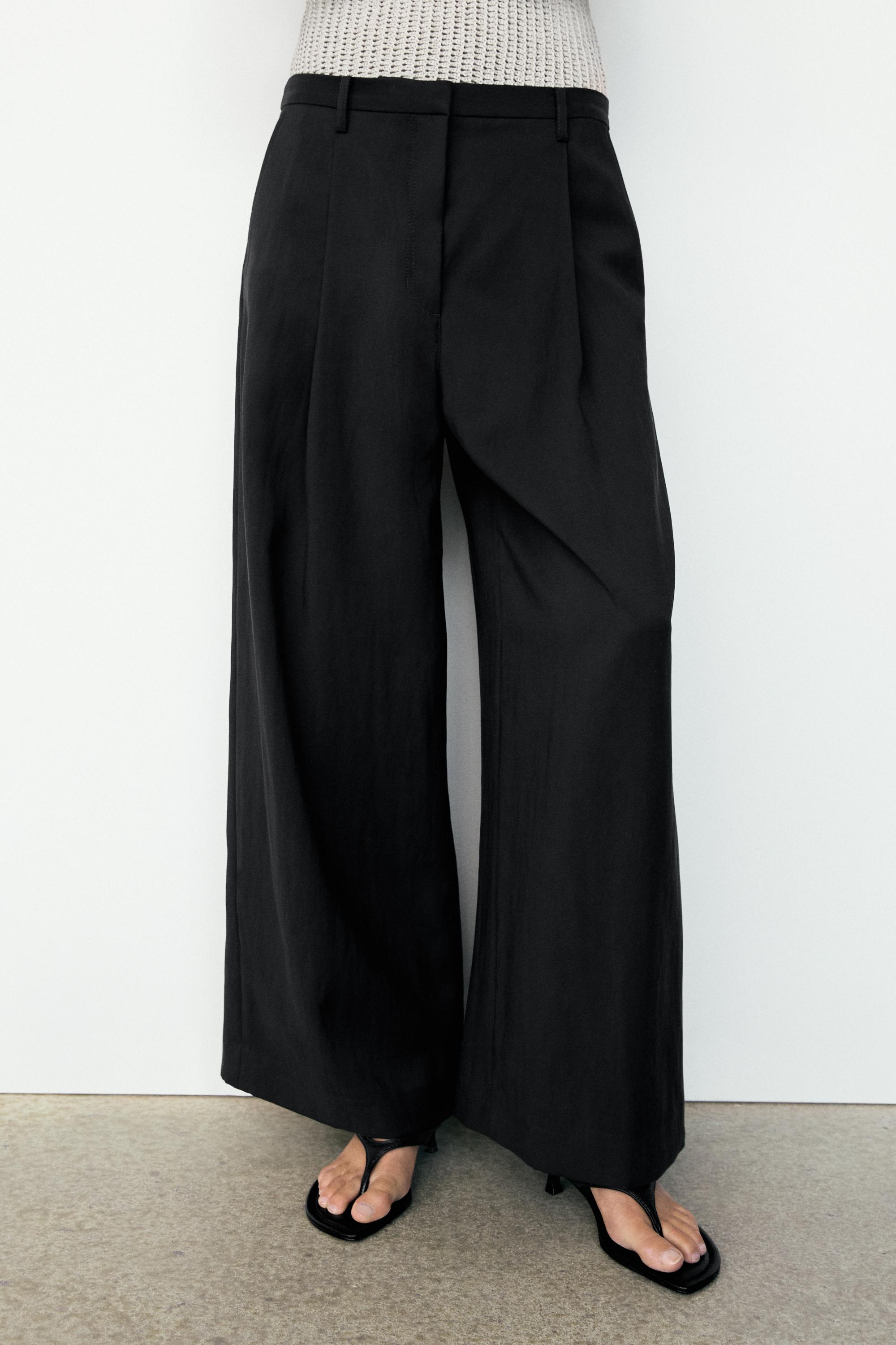 Pantalón fluido wide leg cropped